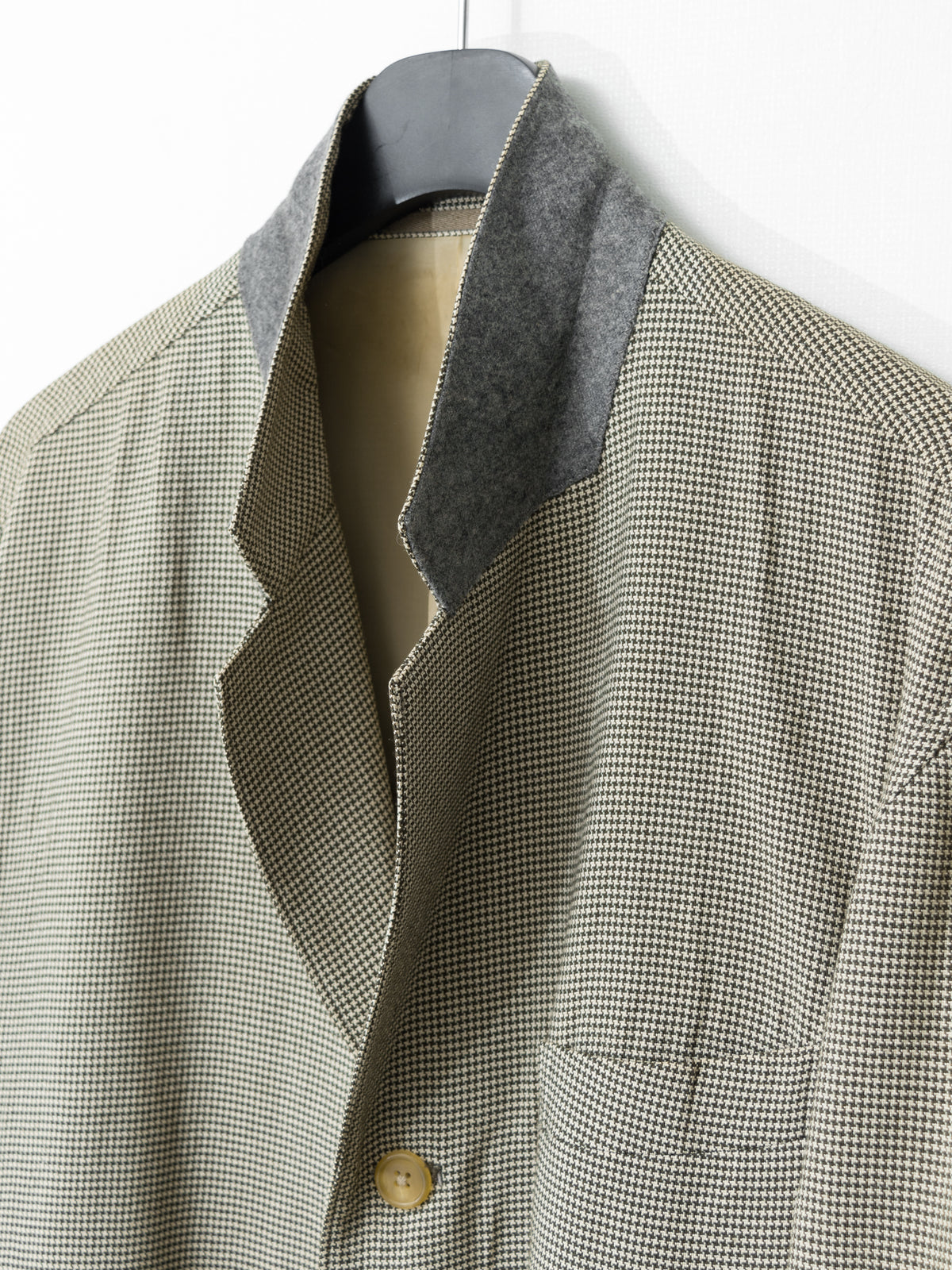Straight Hem Tailored Jacket Beige Houndstooth