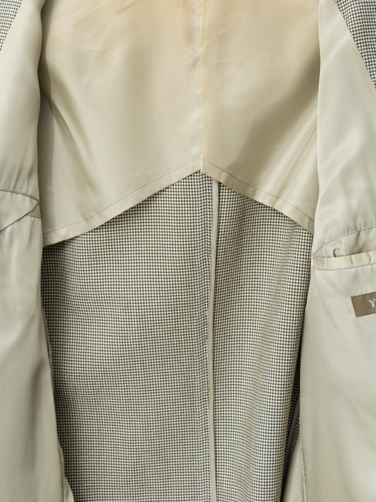 Straight Hem Tailored Jacket Beige Houndstooth