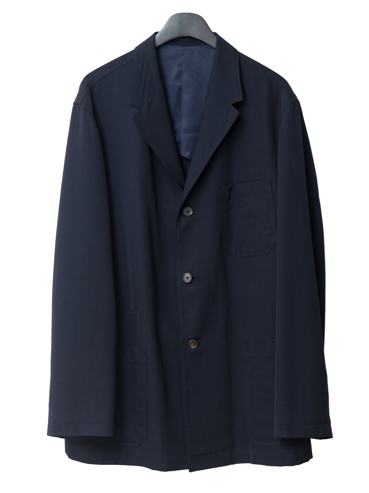 Straight Hem Tailored Jacket Navy