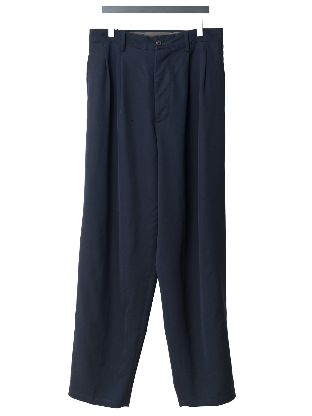 Elastic Waist Double Pleat Trousers Navy