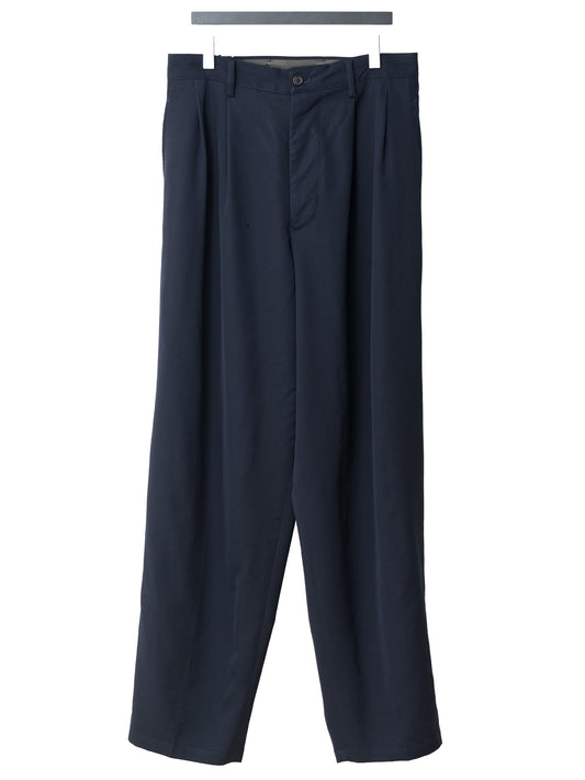 elastic waist double pleat trousers navy ∙ wool gabardine ∙ one size