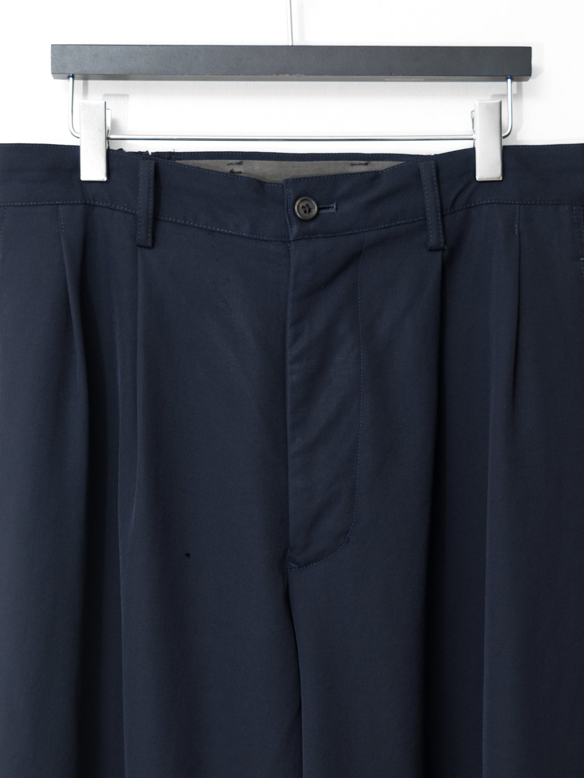 Elastic Waist Double Pleat Trousers Navy