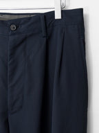 Elastic Waist Double Pleat Trousers Navy