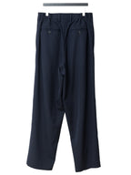 Elastic Waist Double Pleat Trousers Navy