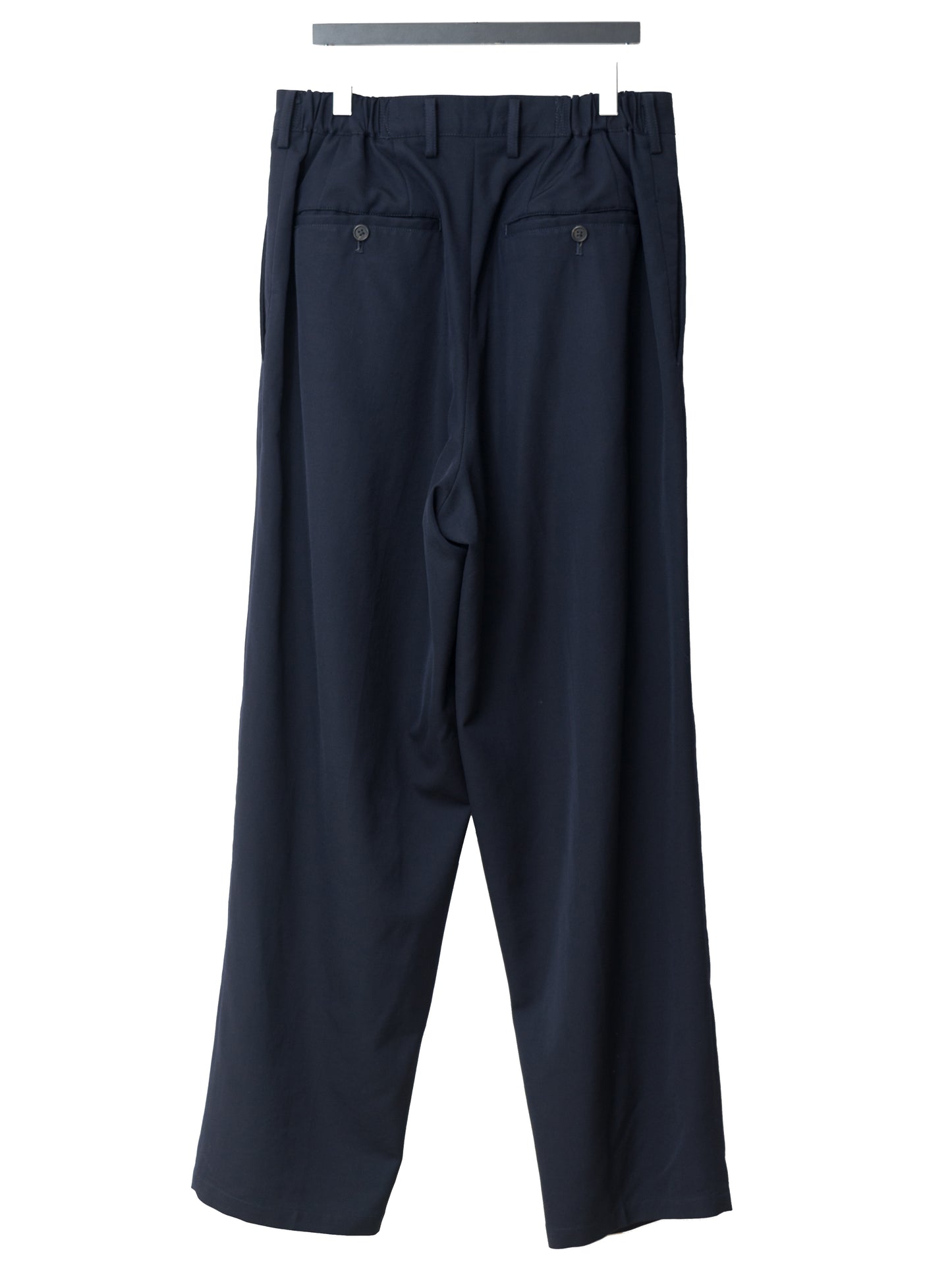 elastic waist double pleat trousers navy ∙ wool gabardine ∙ one size