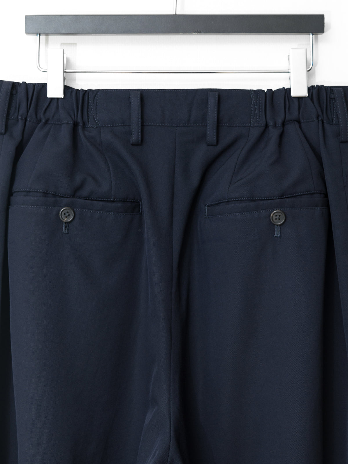 Elastic Waist Double Pleat Trousers Navy