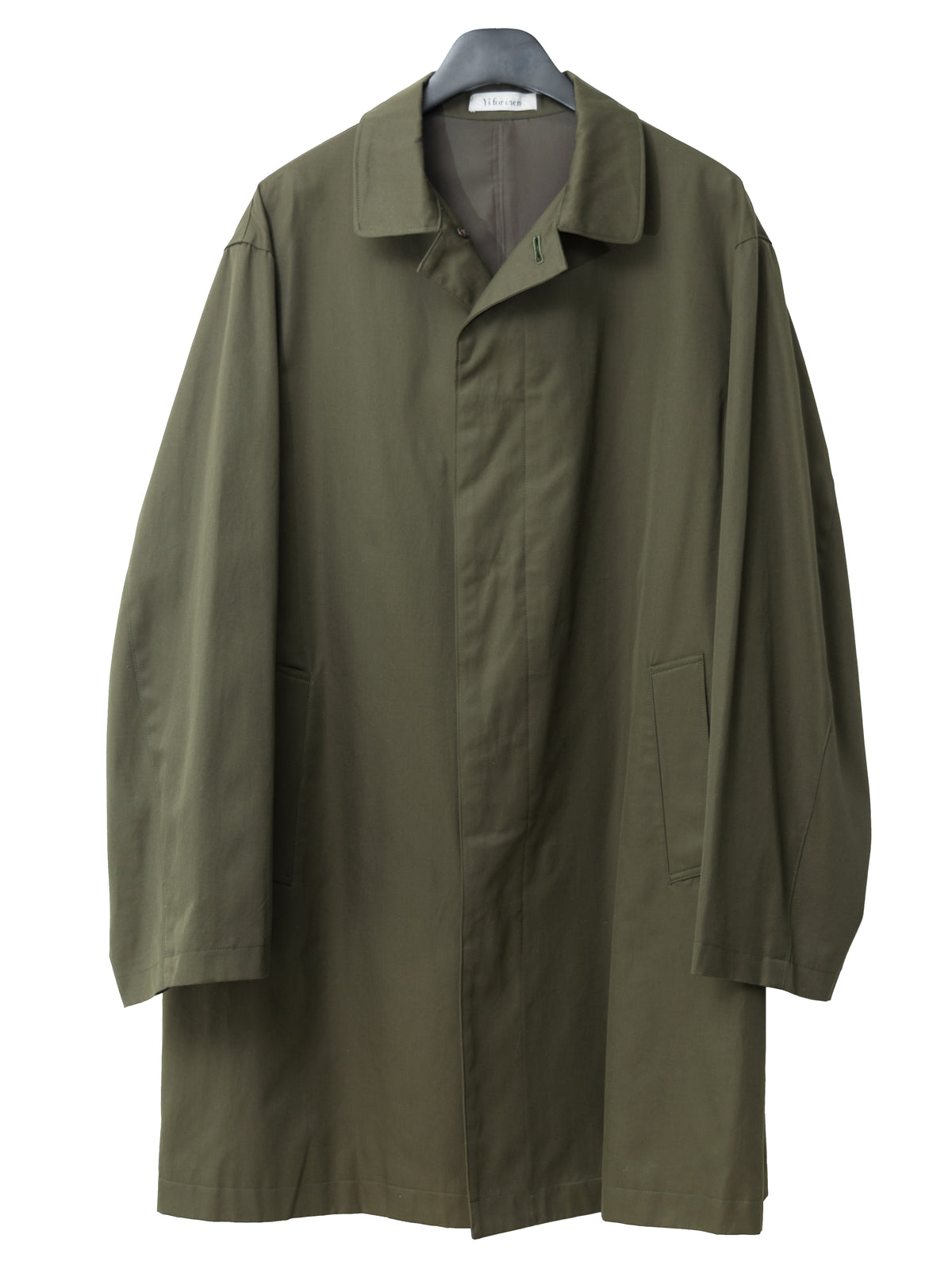 Hidden Placket Mac Coat Olive