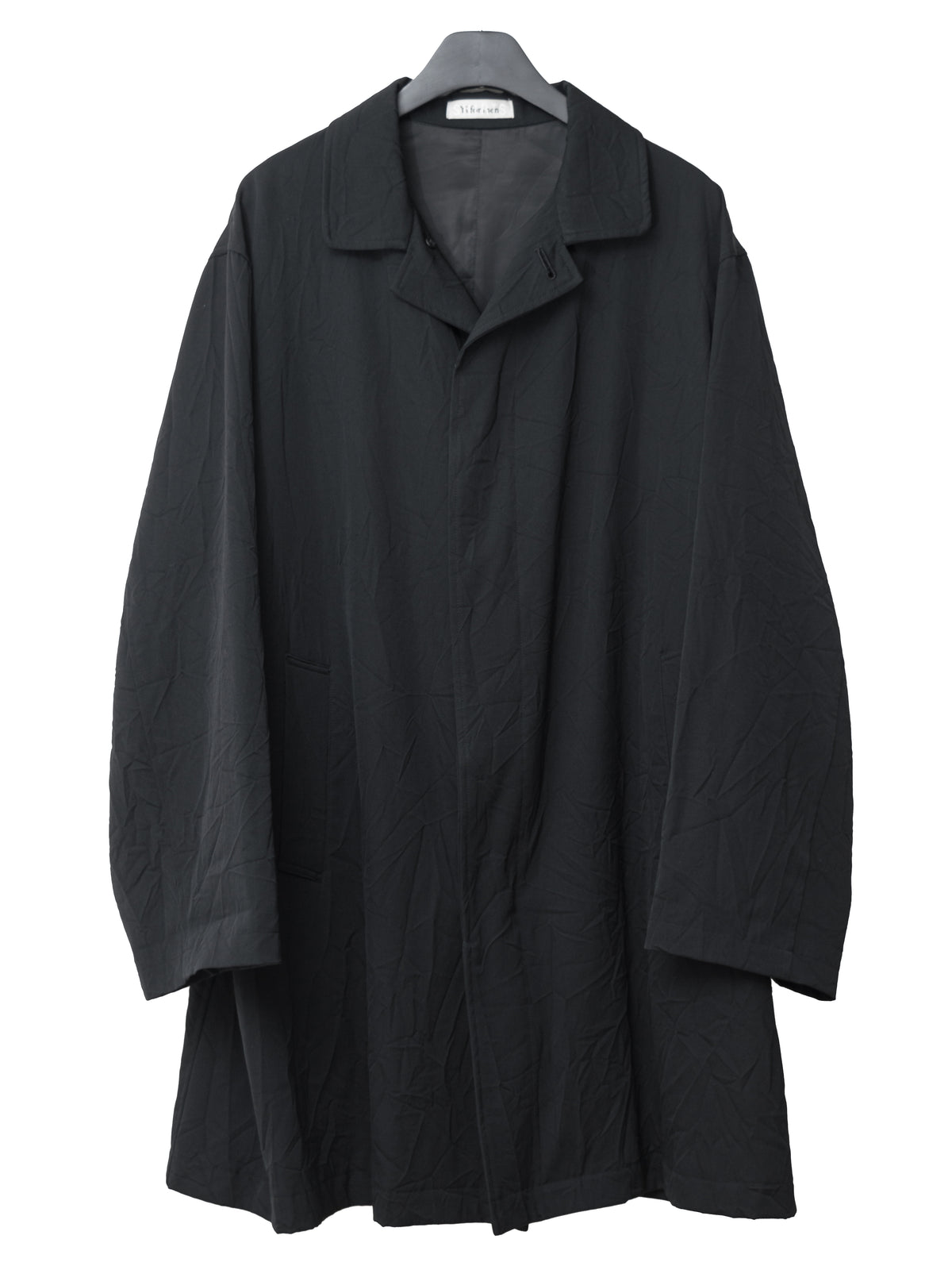 Hidden Placket Mac Coat Black