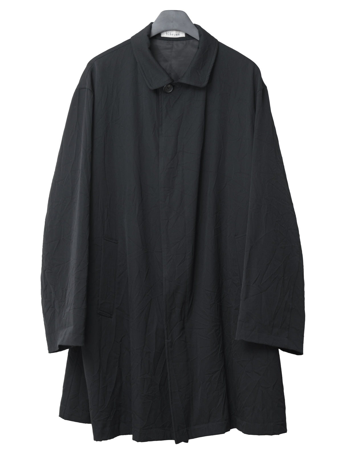 Hidden Placket Mac Coat Black