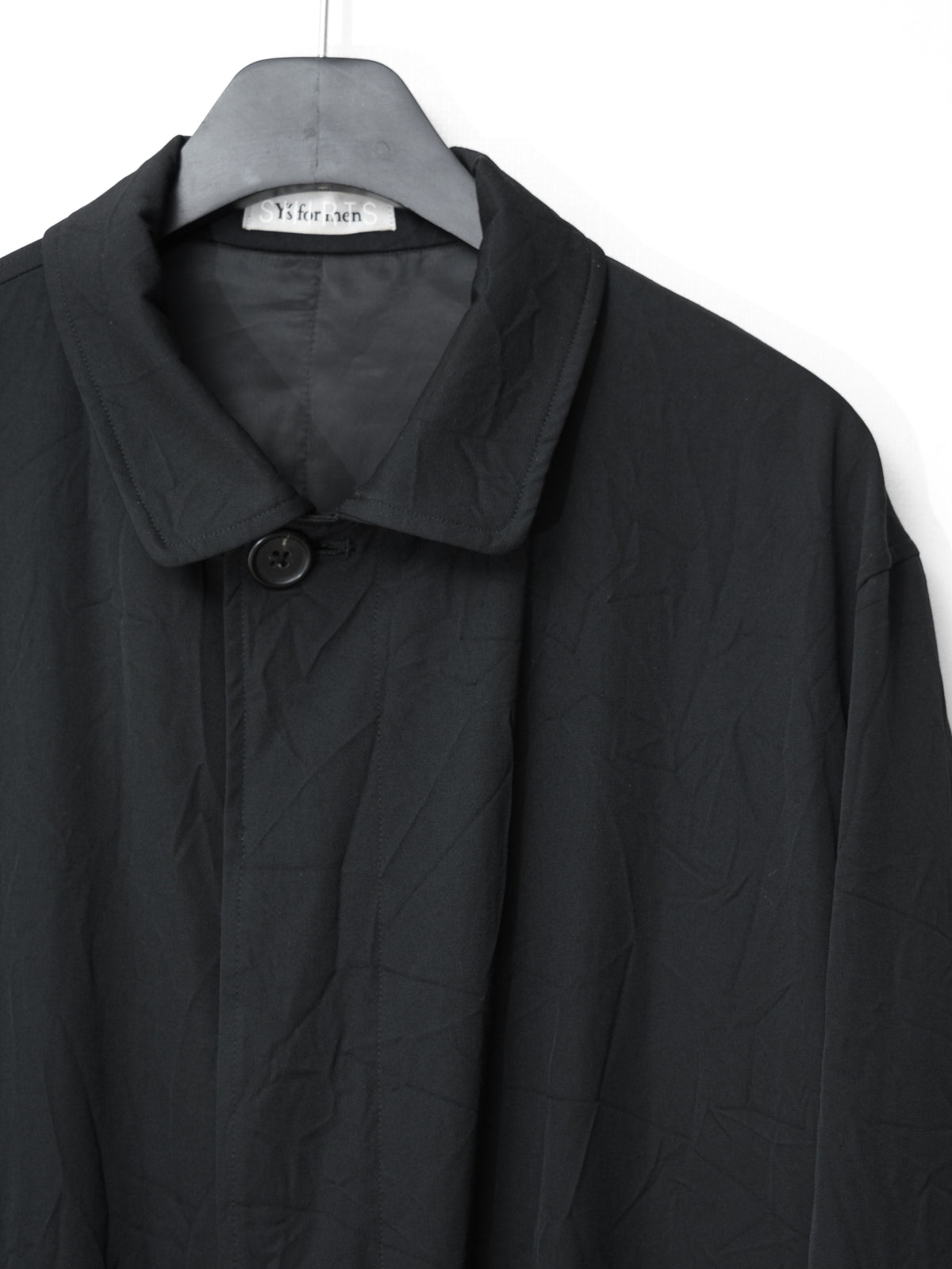 Hidden Placket Mac Coat Black