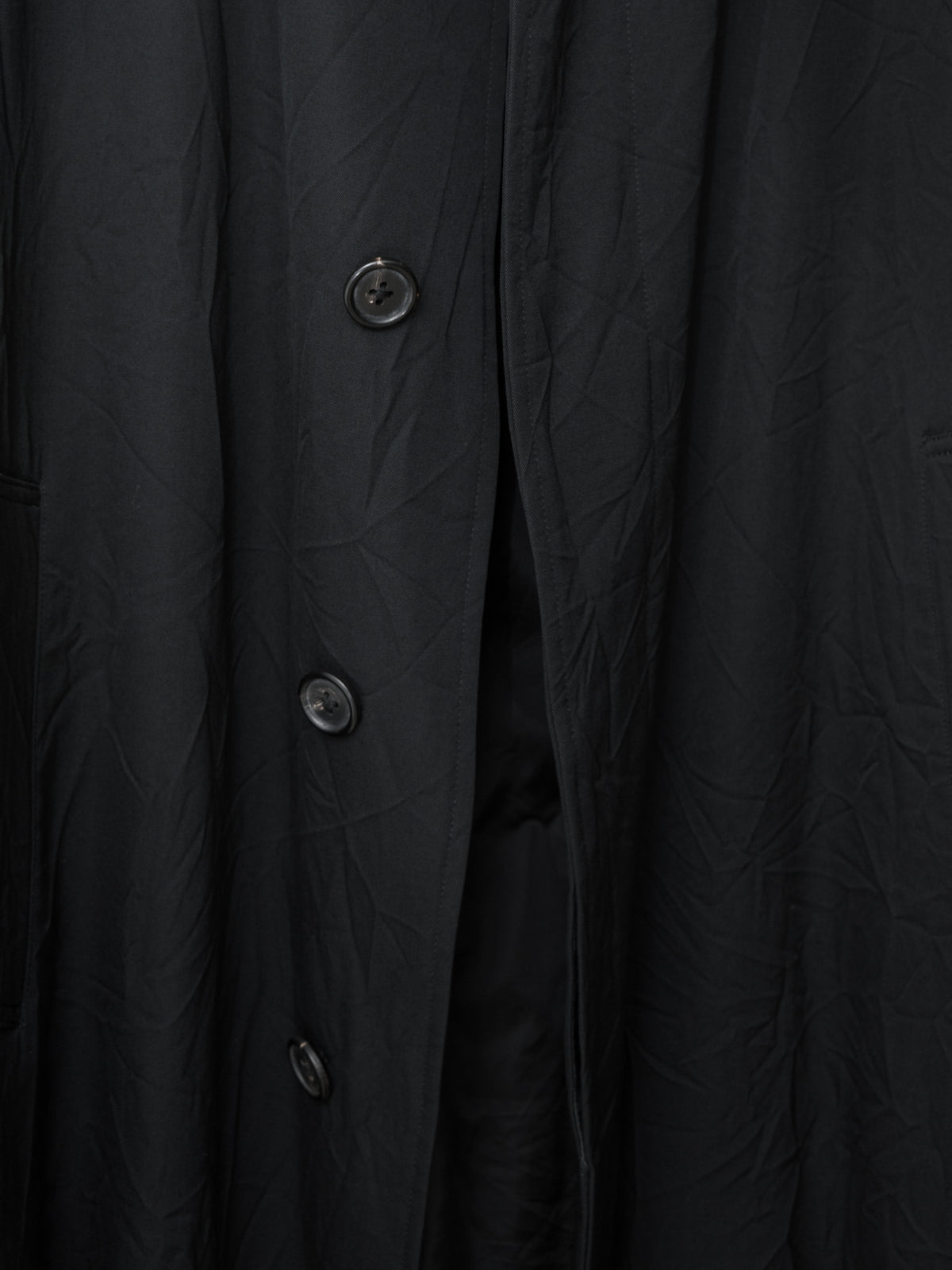 Hidden Placket Mac Coat Black