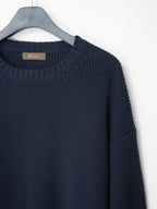 Oversized 5 Gauge Heavy Knit Pullover Navy