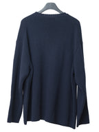 Oversized 5 Gauge Heavy Knit Pullover Navy