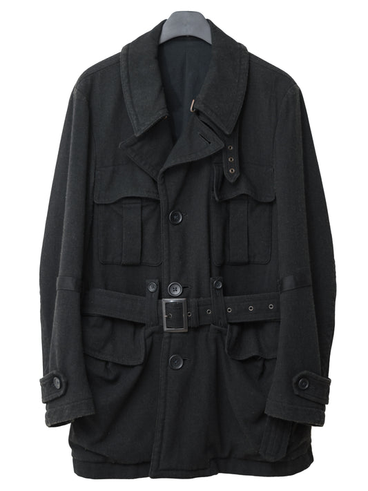 a/w 07 belted shooter coat black ∙ wool nylon ∙ xsmall
