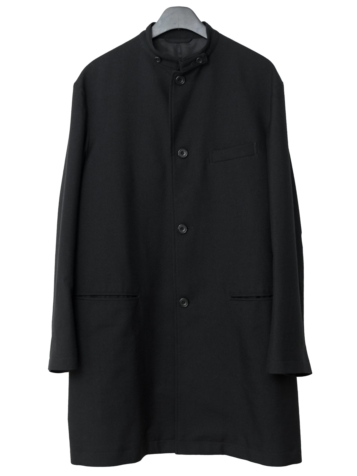 Band Collar Tailored Coat Black
