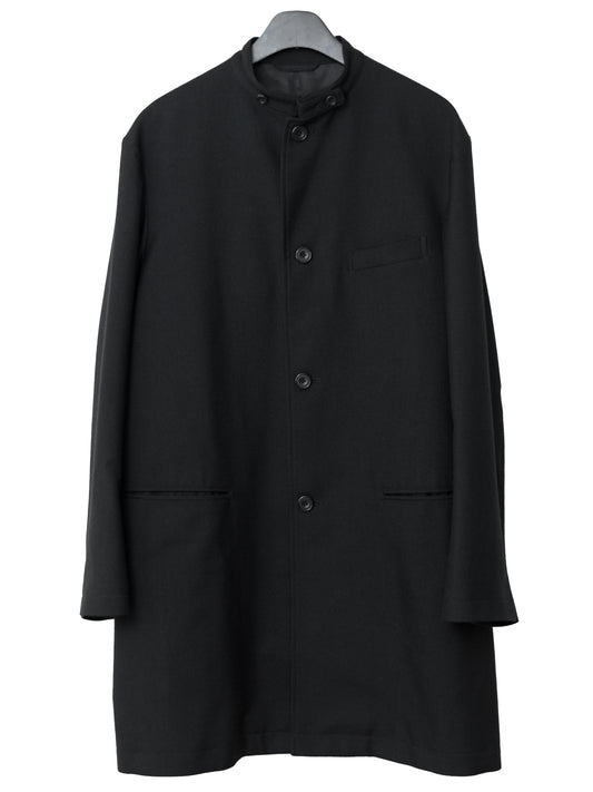 band collar tailored coat black ∙ heavy wool gabardine ∙ medium
