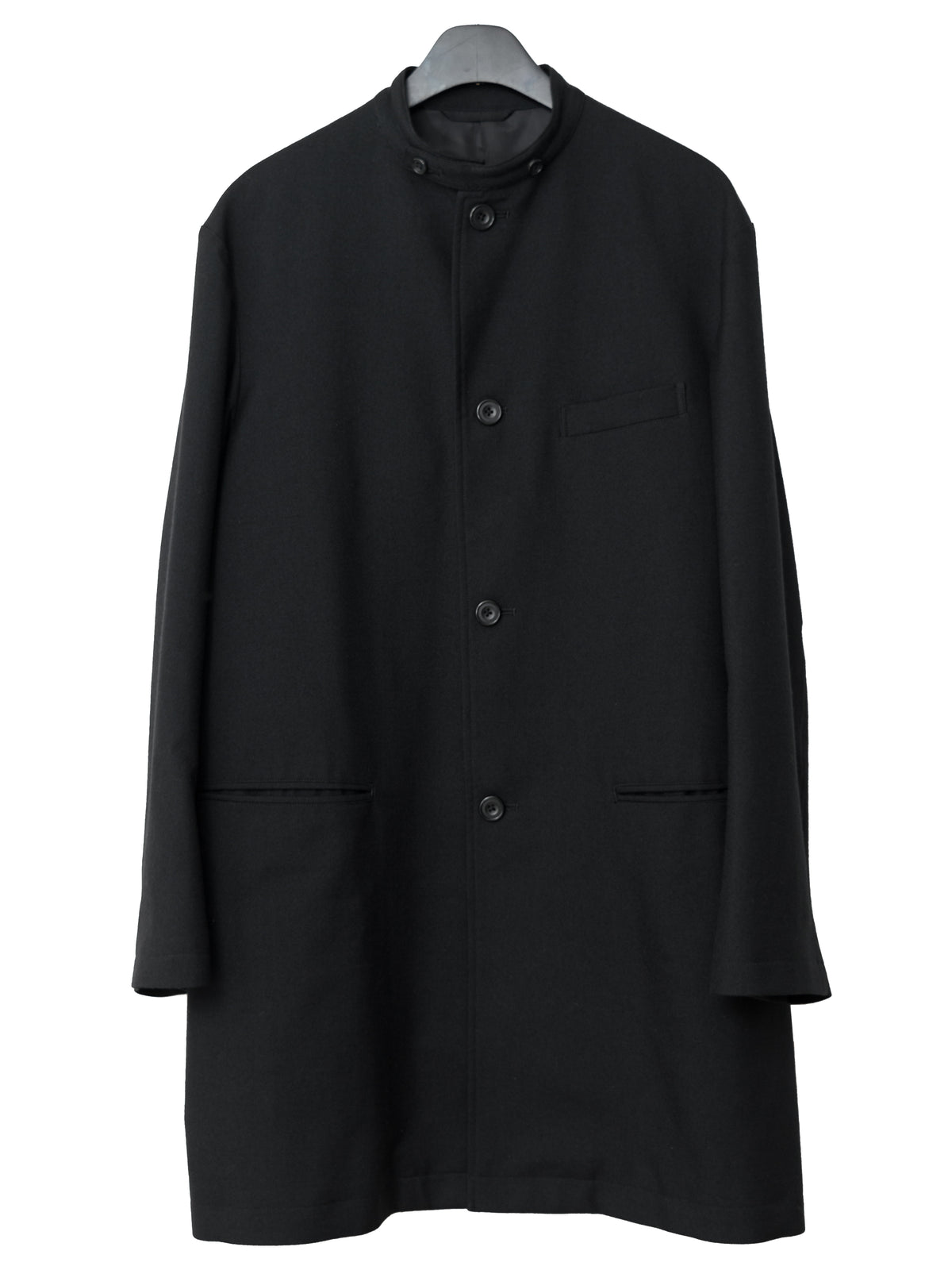 Band Collar Tailored Coat Black
