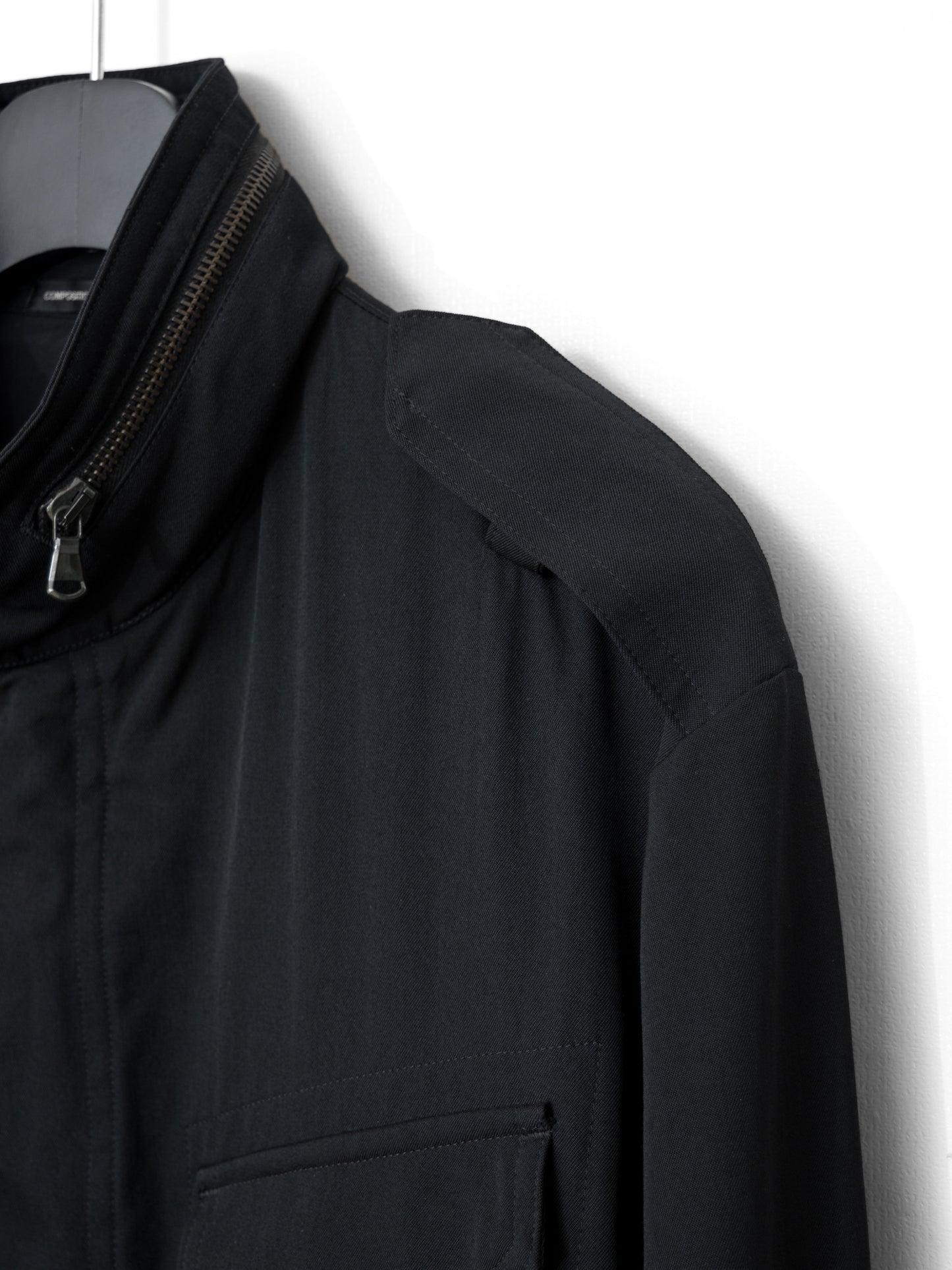 s/s 09 silk hooded m-65 jacket black ∙ wool gabardine ∙ large