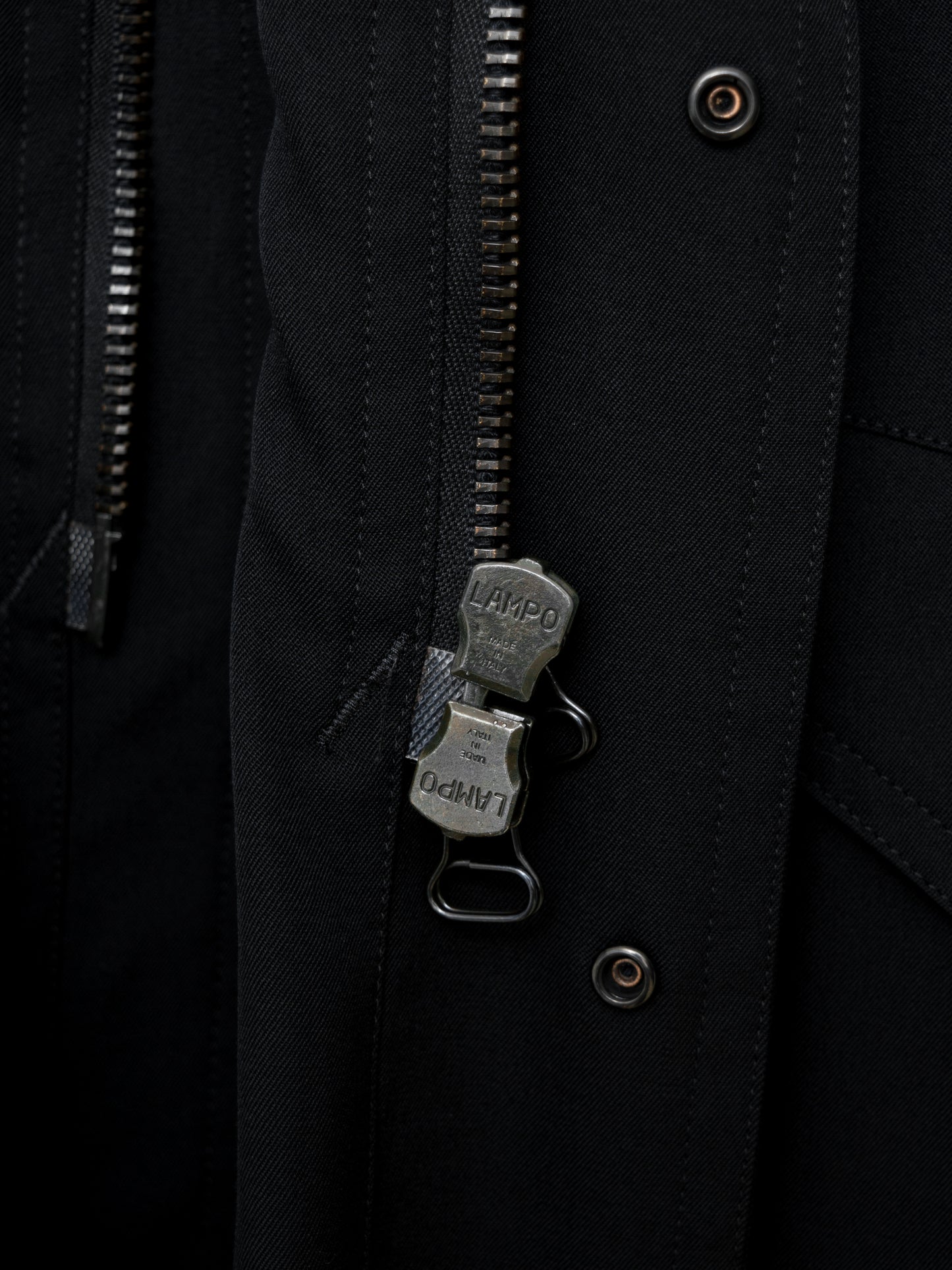 s/s 09 silk hooded m-65 jacket black ∙ wool gabardine ∙ large