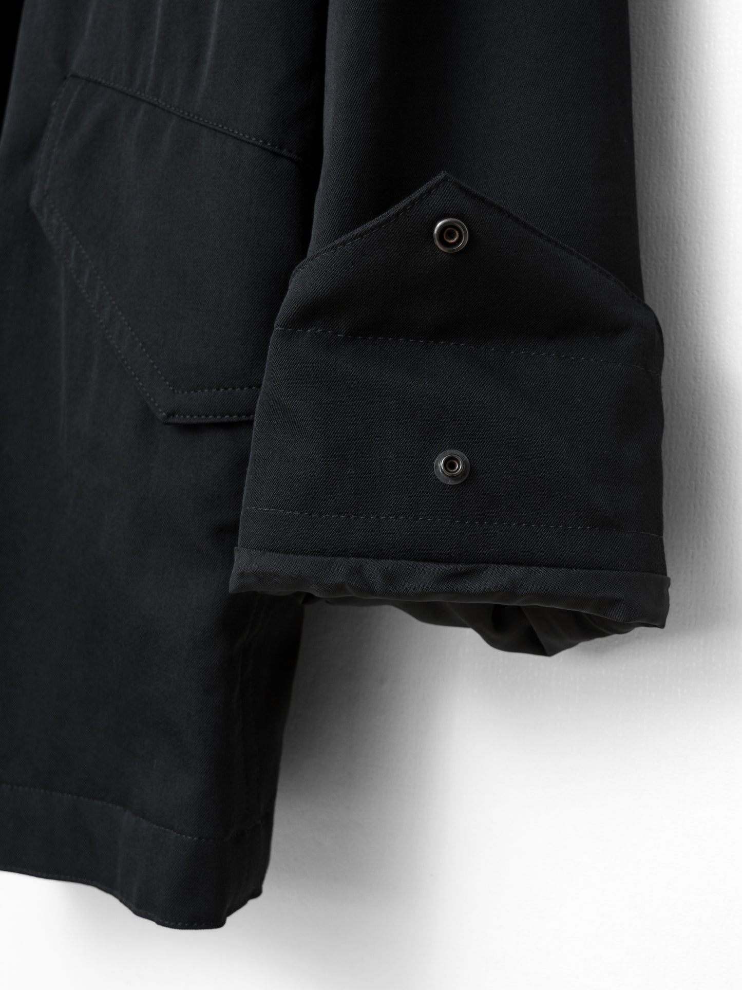 s/s 09 silk hooded m-65 jacket black ∙ wool gabardine ∙ large