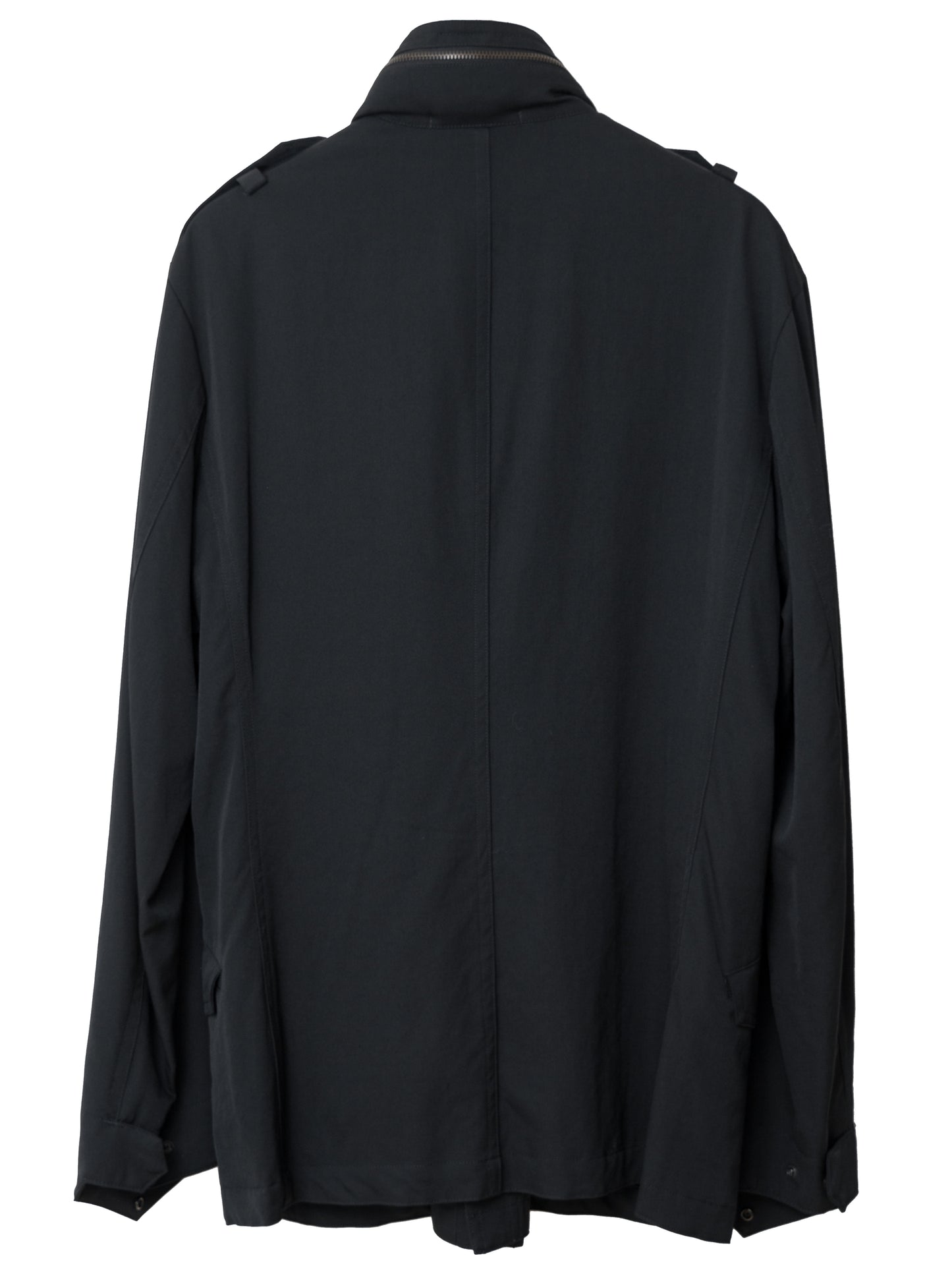 s/s 09 silk hooded m-65 jacket black ∙ wool gabardine ∙ large