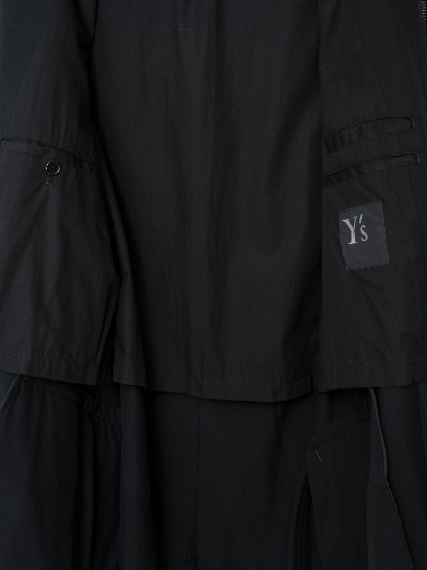 s/s 09 silk hooded m-65 jacket black ∙ wool gabardine ∙ large