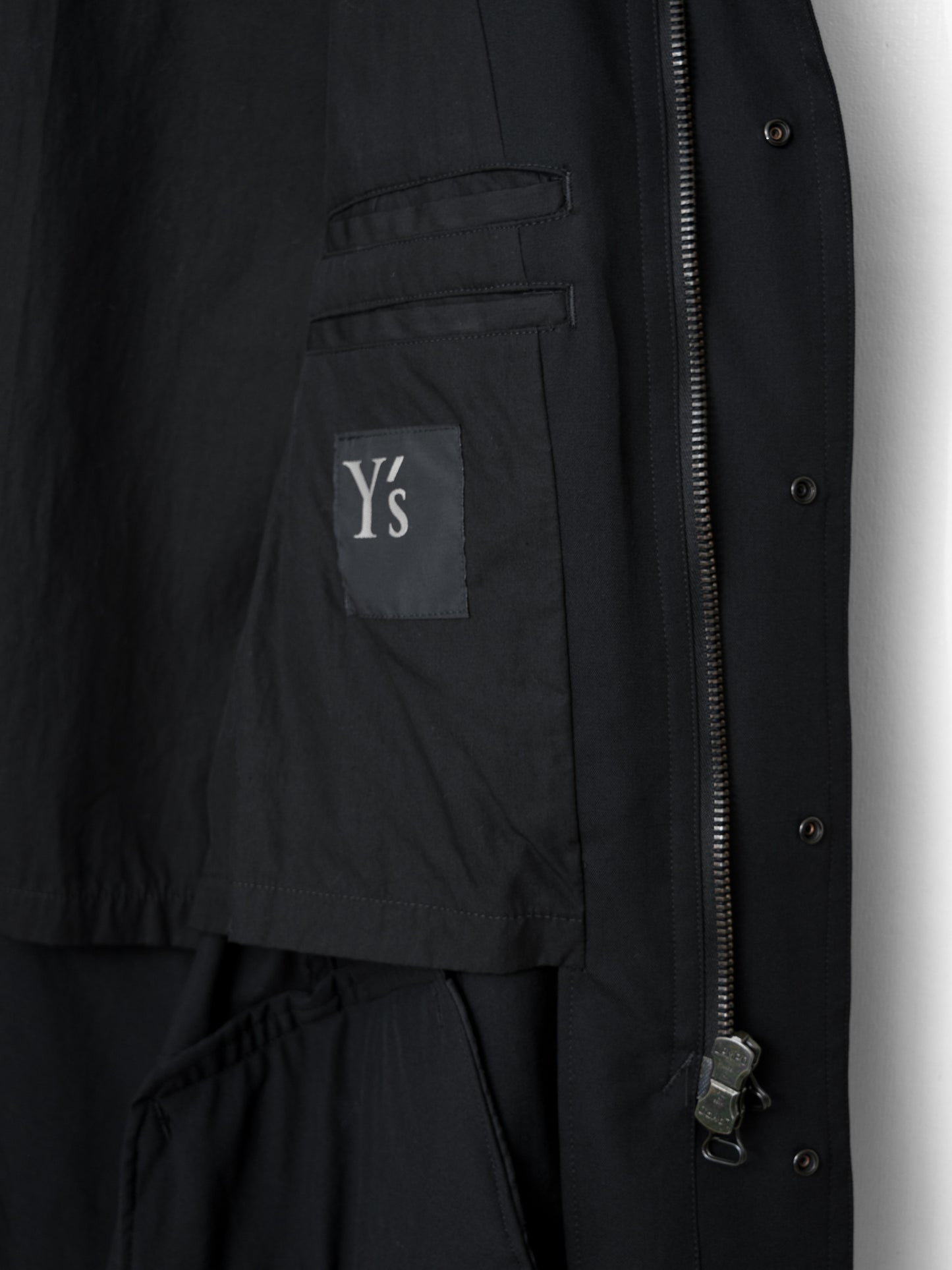 s/s 09 silk hooded m-65 jacket black ∙ wool gabardine ∙ large