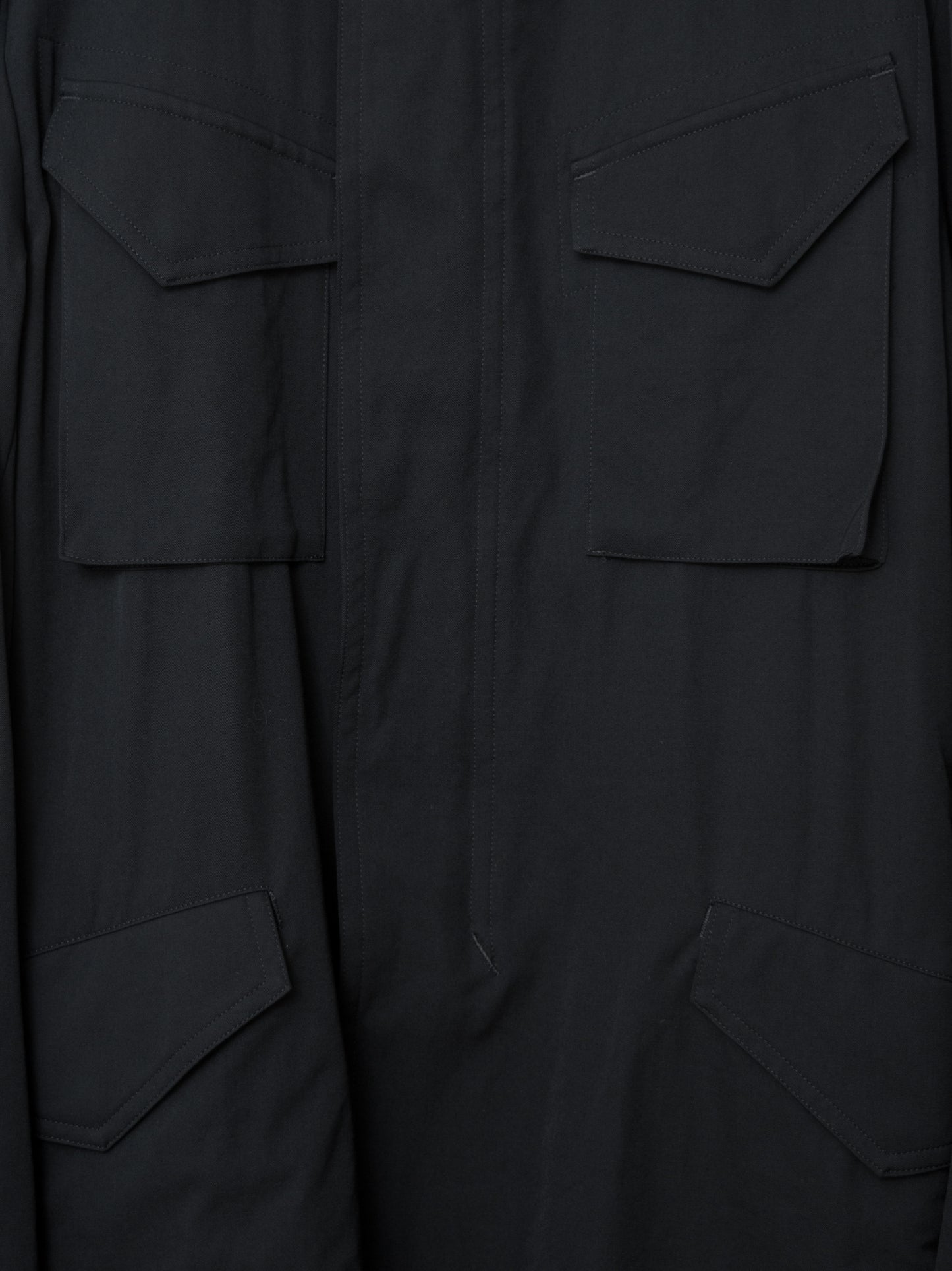 s/s 09 silk hooded m-65 jacket black ∙ wool gabardine ∙ large