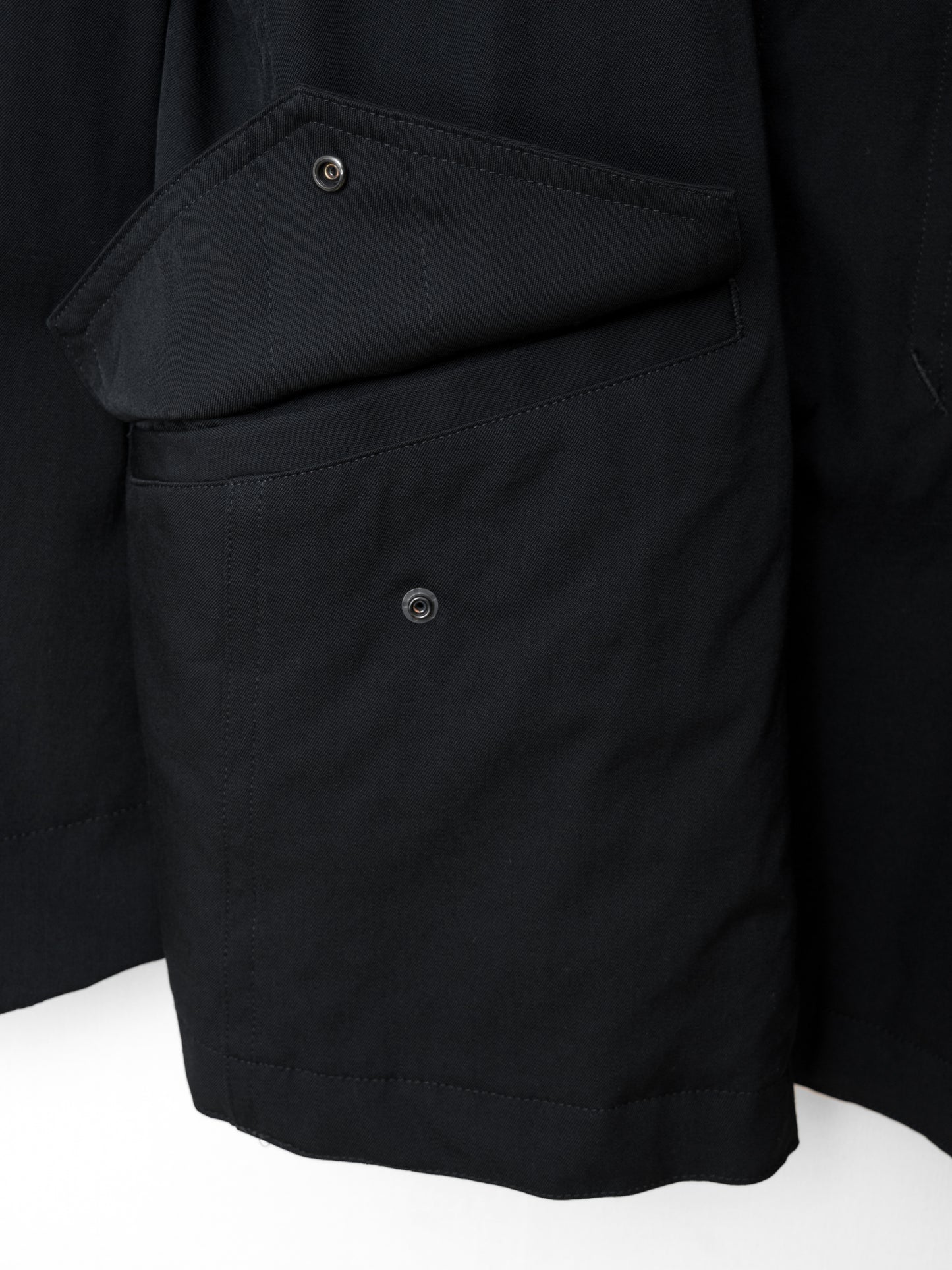 s/s 09 silk hooded m-65 jacket black ∙ wool gabardine ∙ large