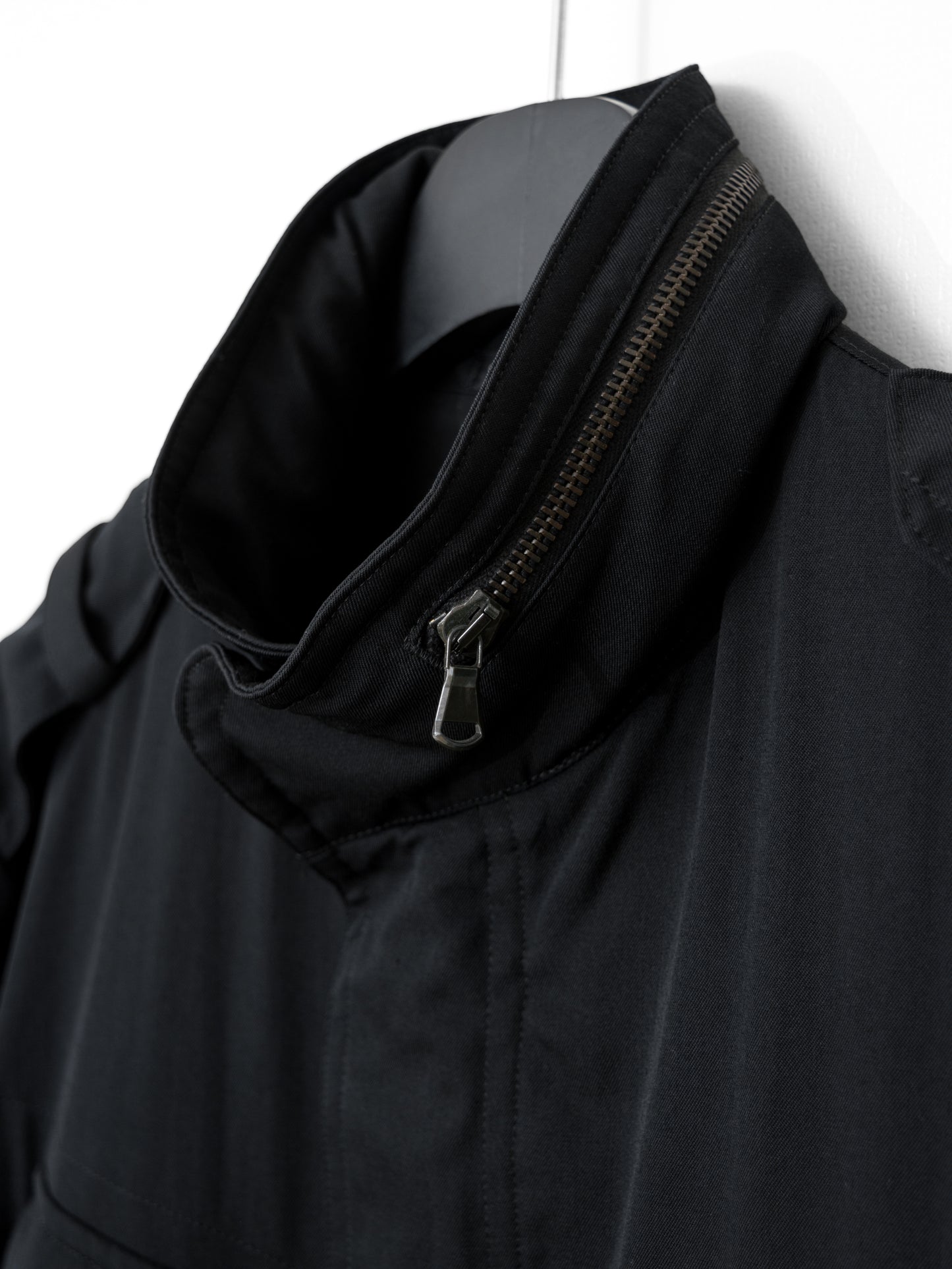 s/s 09 silk hooded m-65 jacket black ∙ wool gabardine ∙ large
