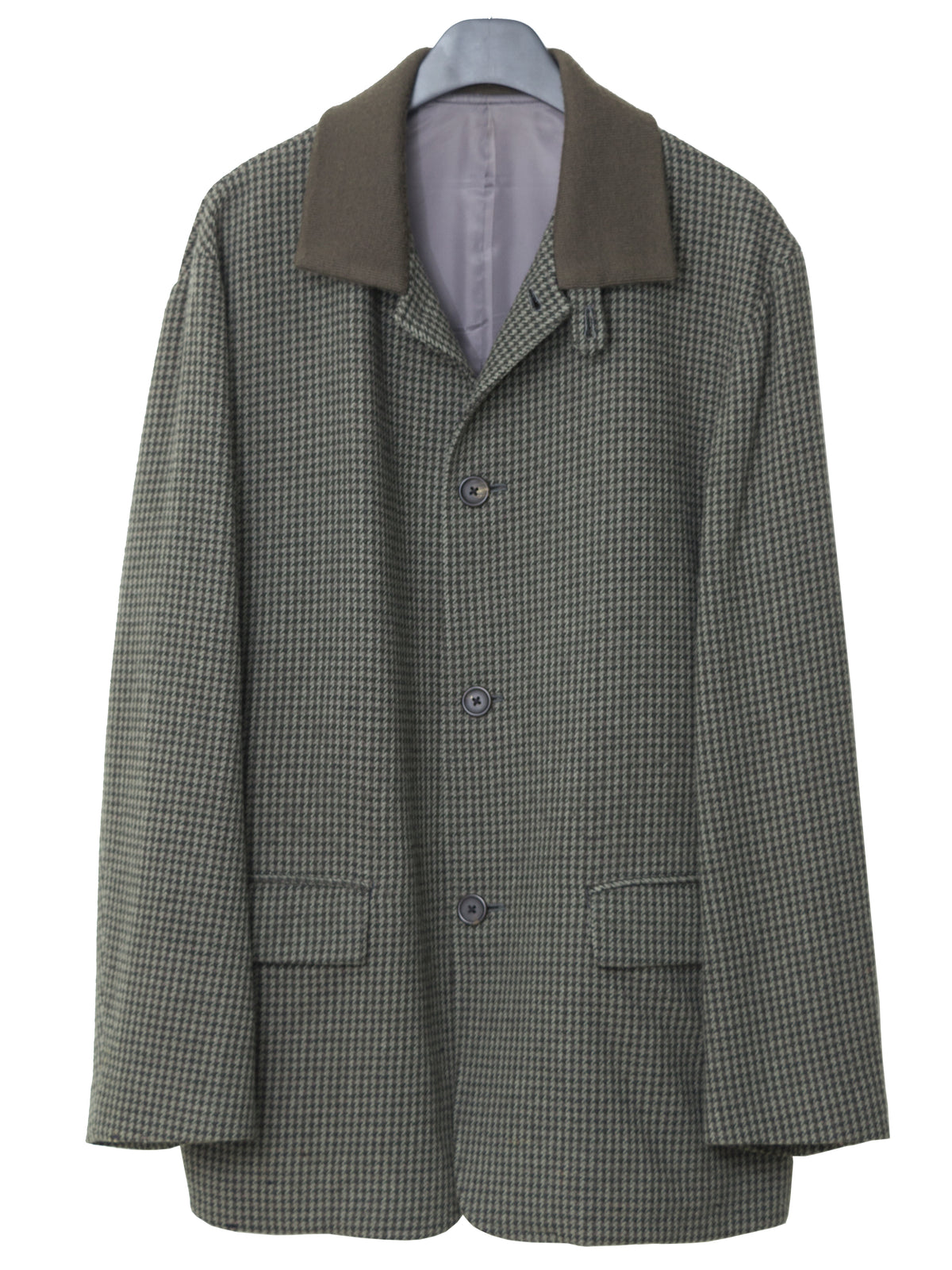Rib Collar Houndstooth Jacket Khaki Green