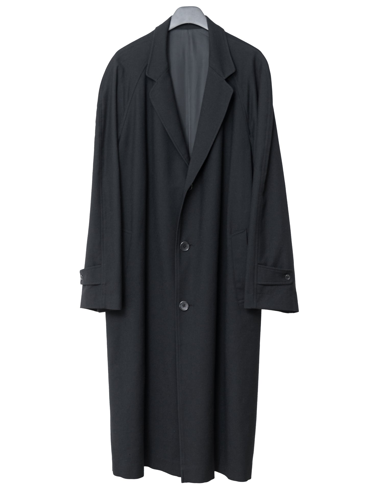 raglan sleeve coat black ∙ wool ∙ medium