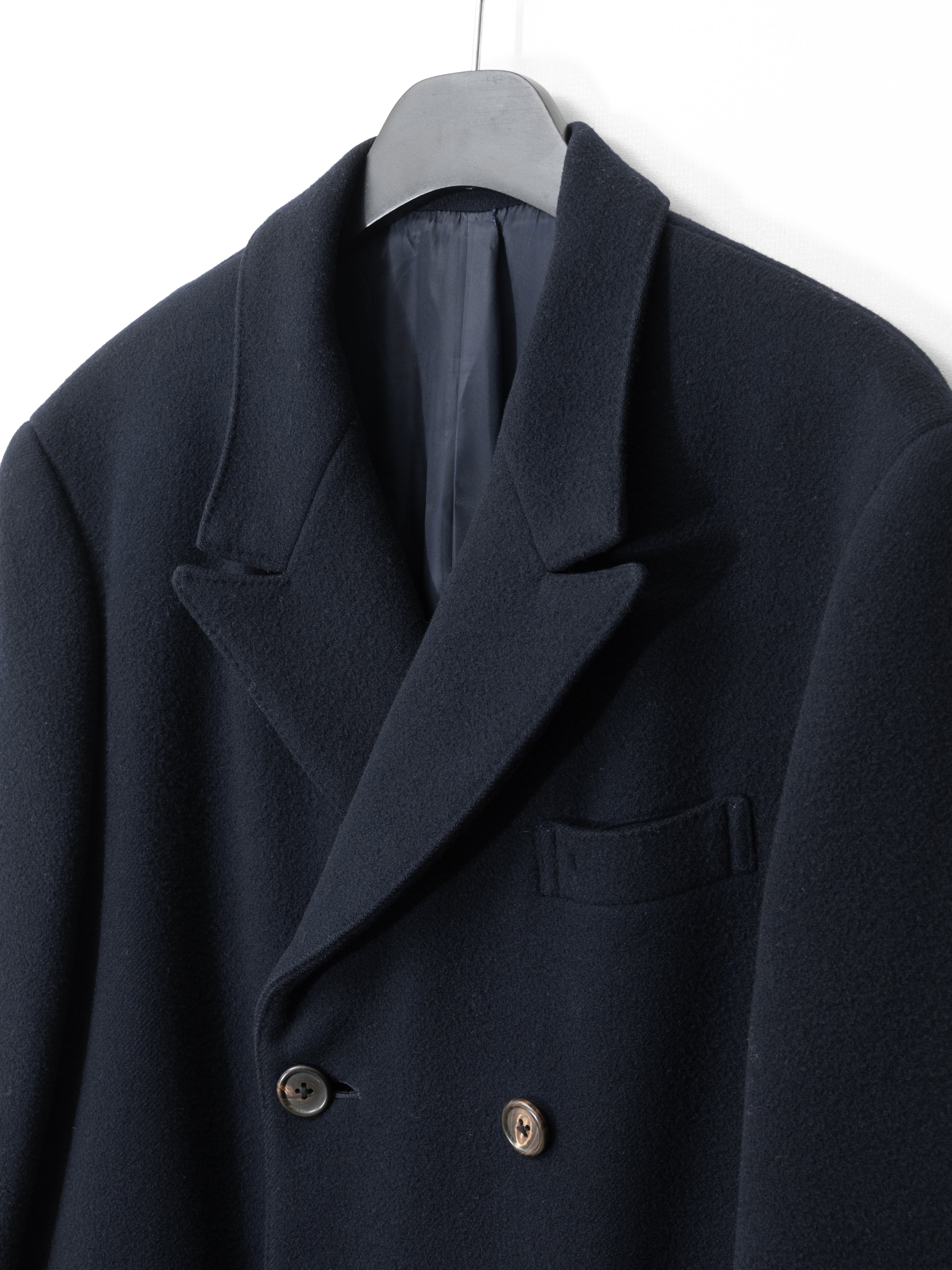 80s double breasted coat navy ∙ melton wool nylon ∙ small
