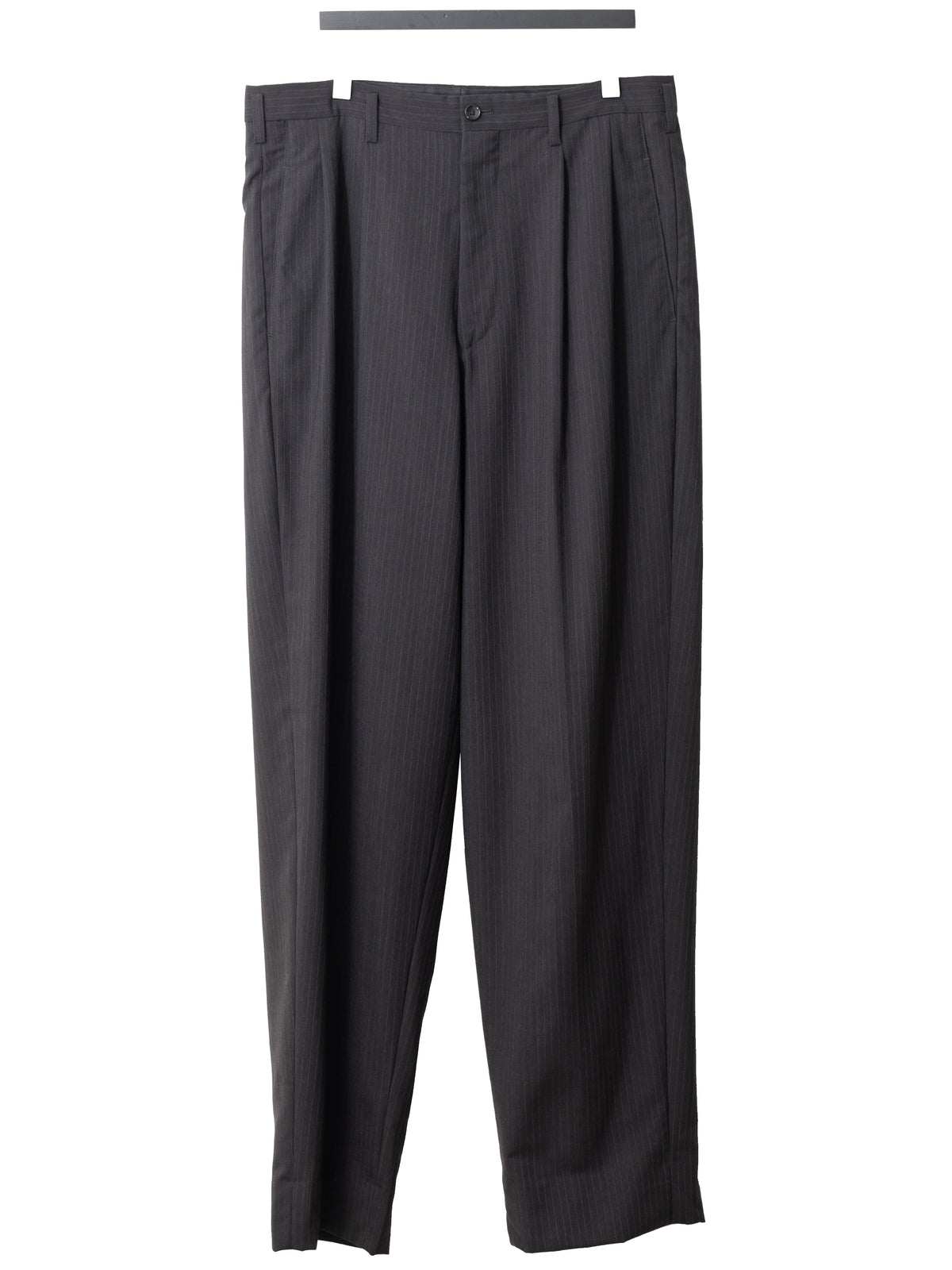 Double Pleat Pinstripe Trousers Coffee