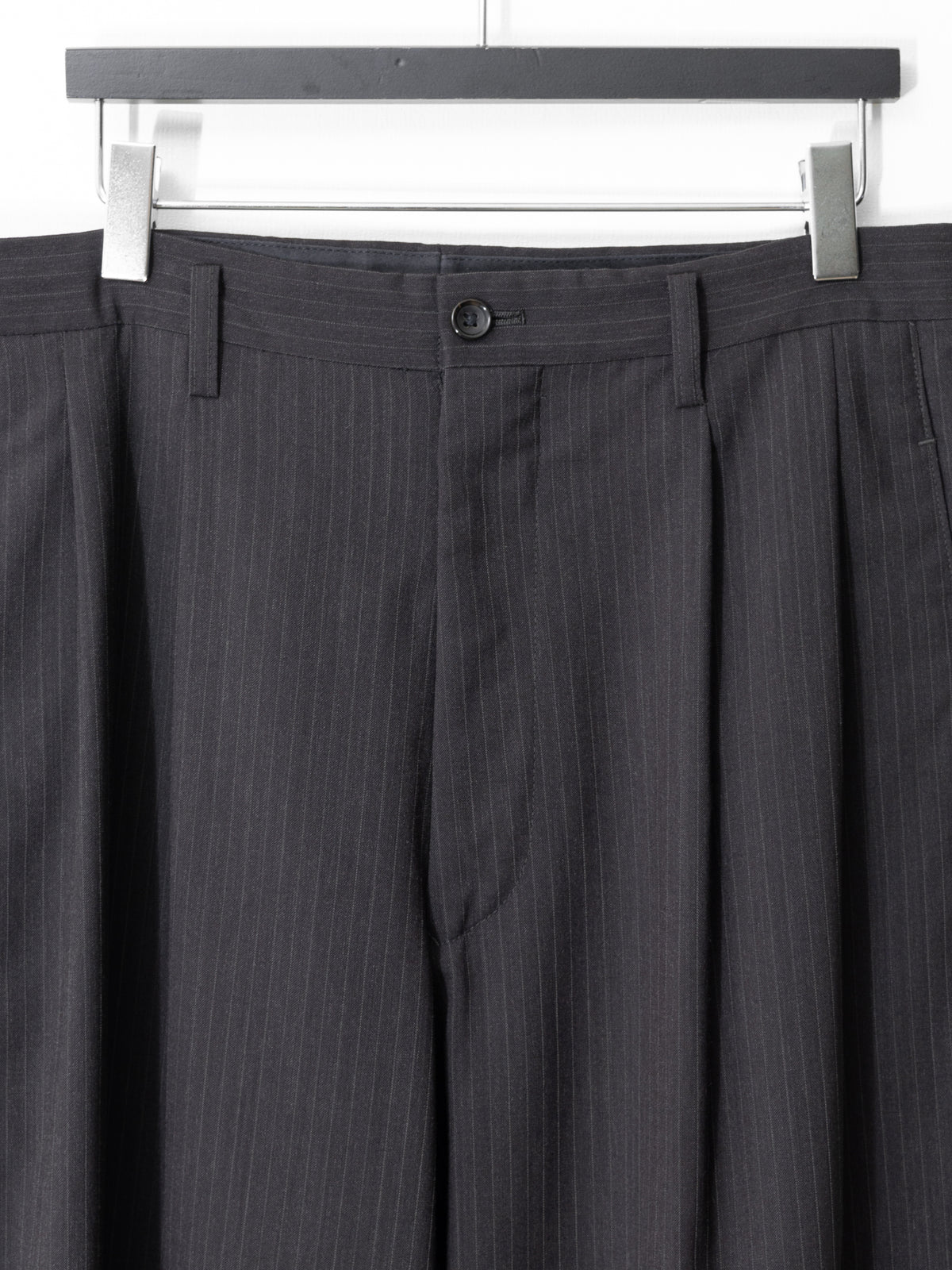 Double Pleat Pinstripe Trousers Coffee