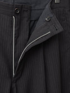 Double Pleat Pinstripe Trousers Coffee