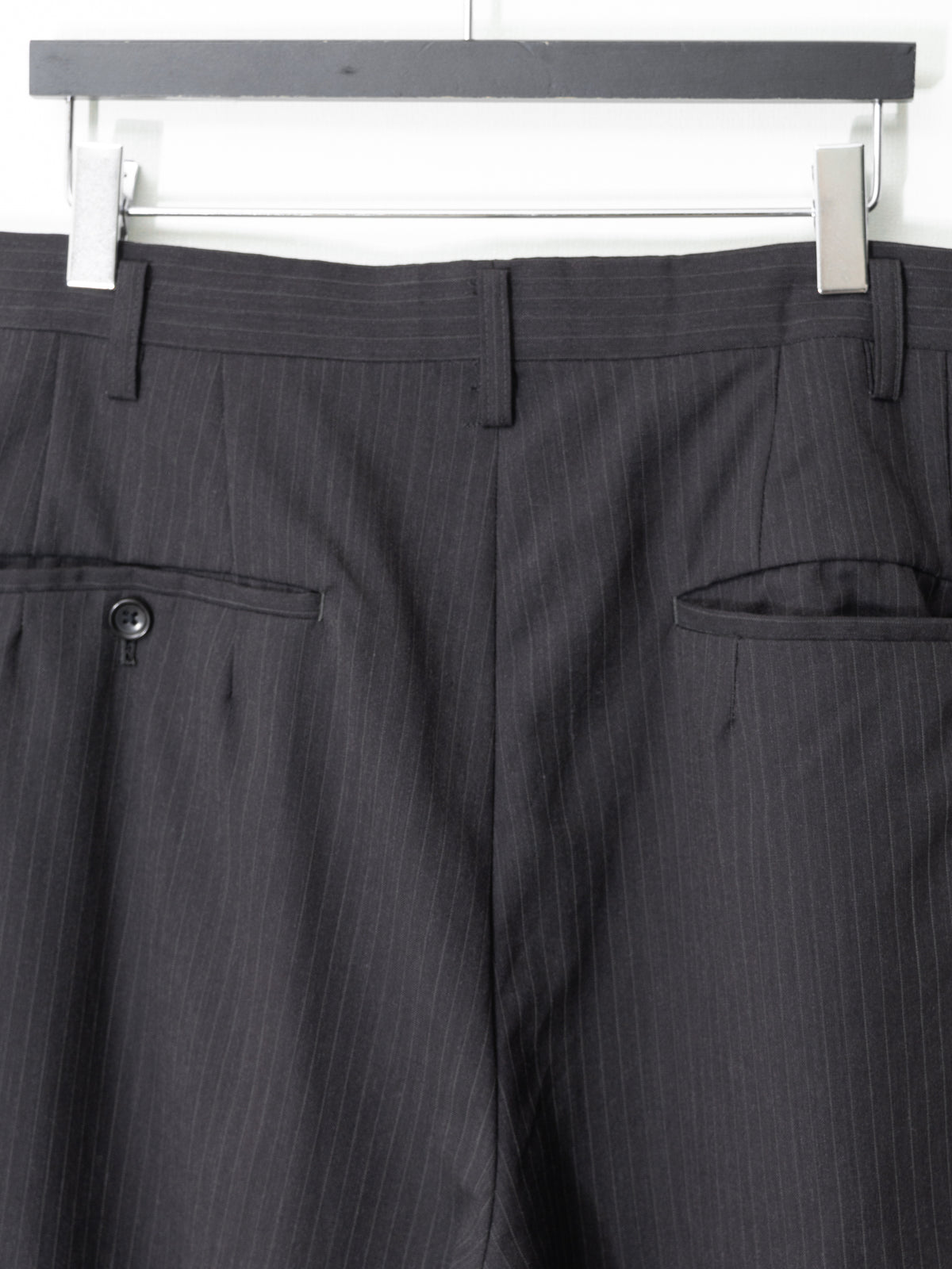 Double Pleat Pinstripe Trousers Coffee