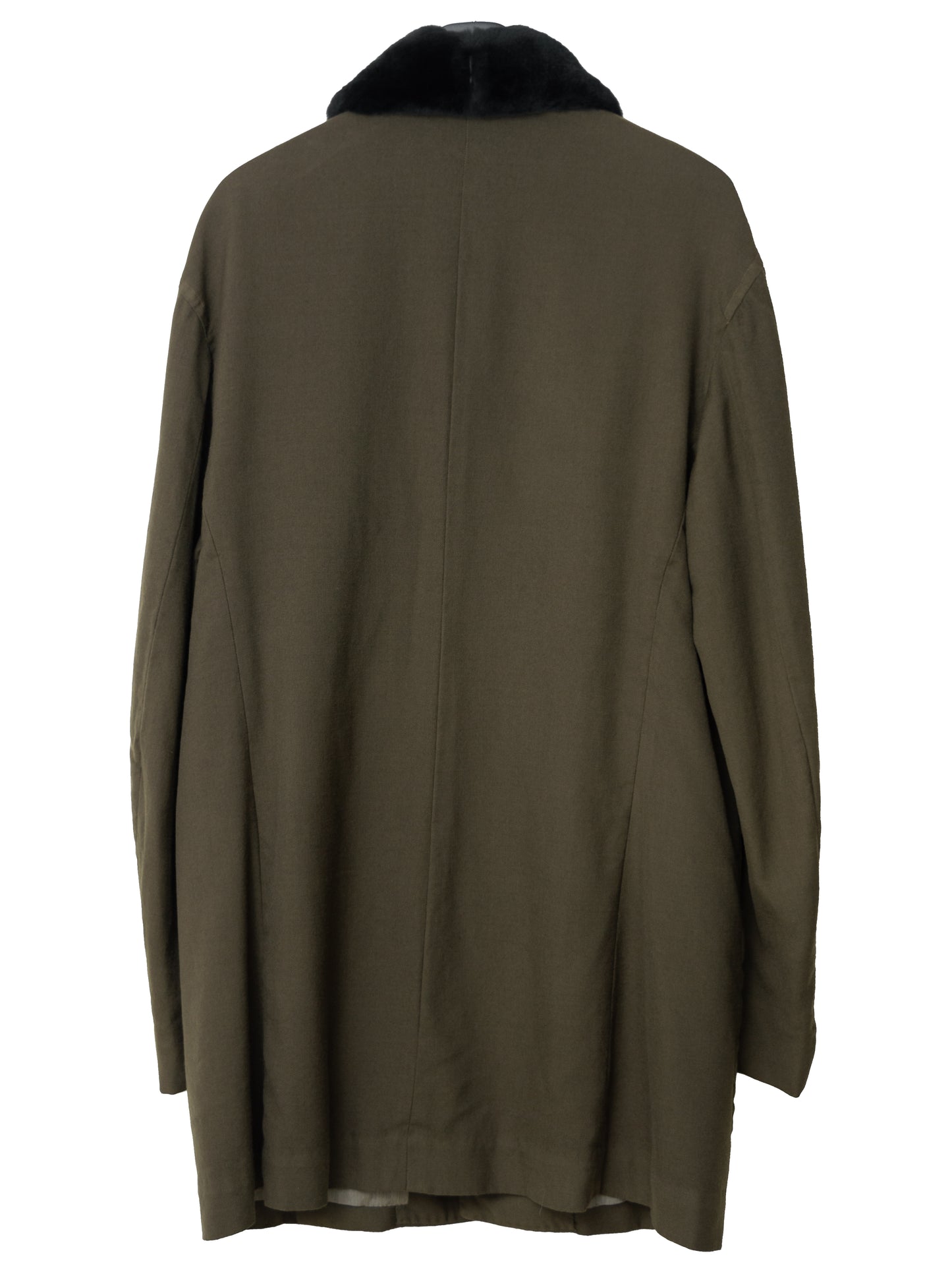 a/w 98 garment dyed mink collar half coat brown ∙ wool gabardine ∙ medium