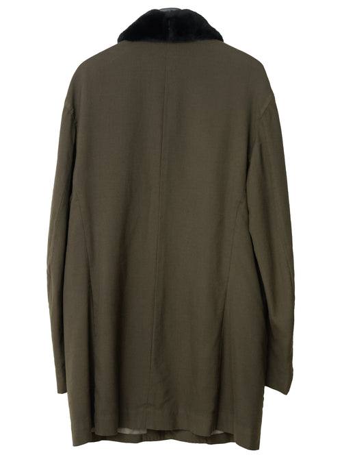 A/W 98 Garment Dyed Mink Collar Half Coat Brown