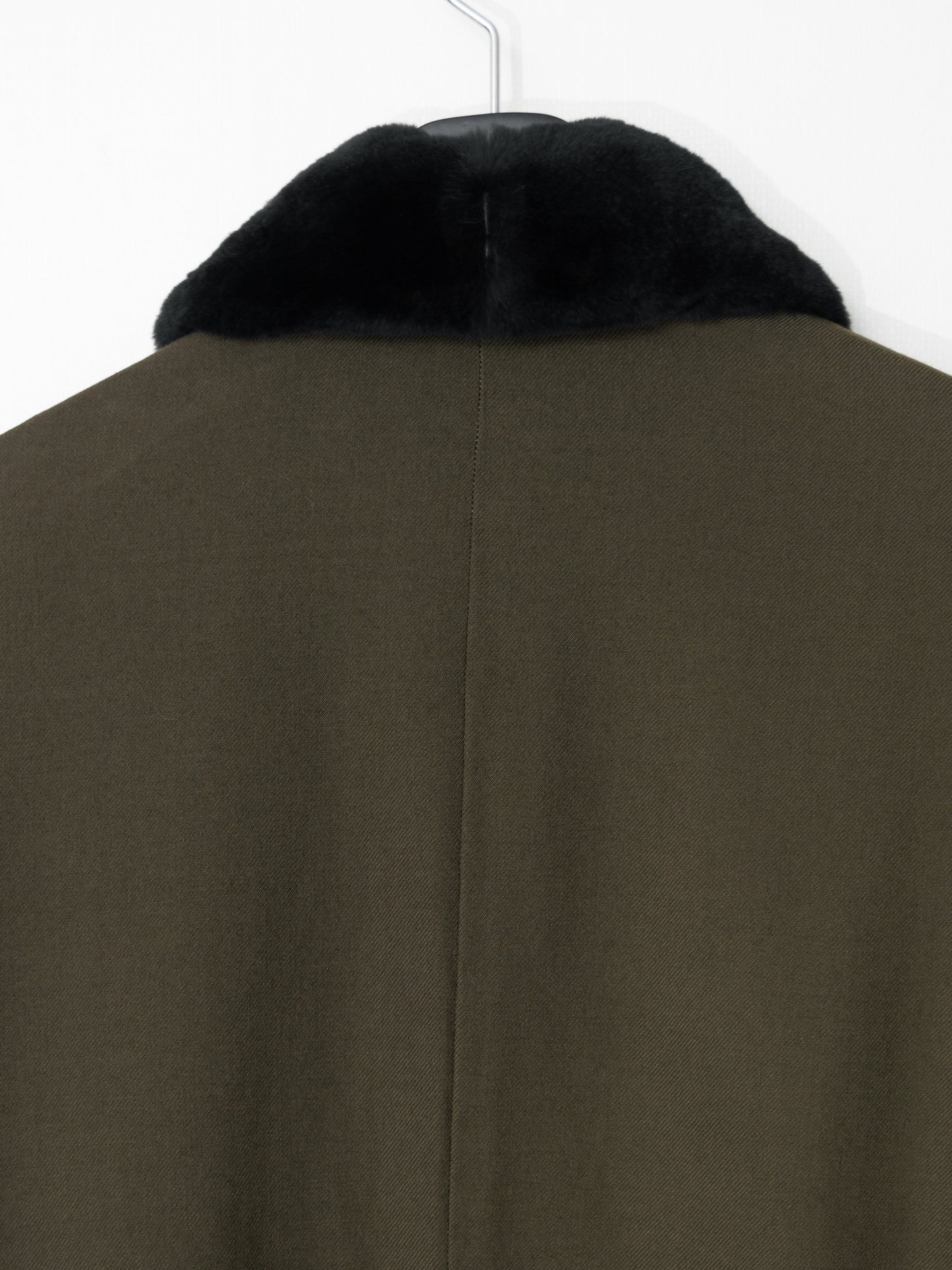 a/w 98 garment dyed mink collar half coat brown ∙ wool gabardine ∙ medium