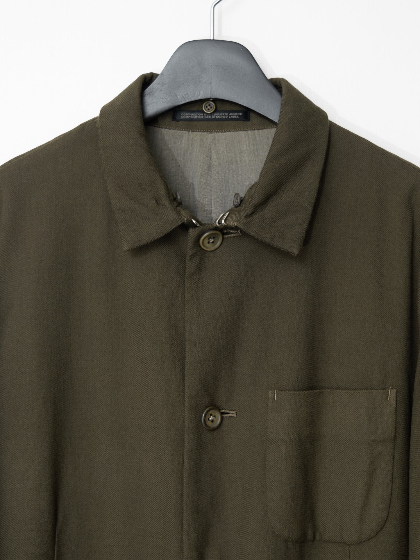 a/w 98 garment dyed mink collar half coat brown ∙ wool gabardine ∙ medium