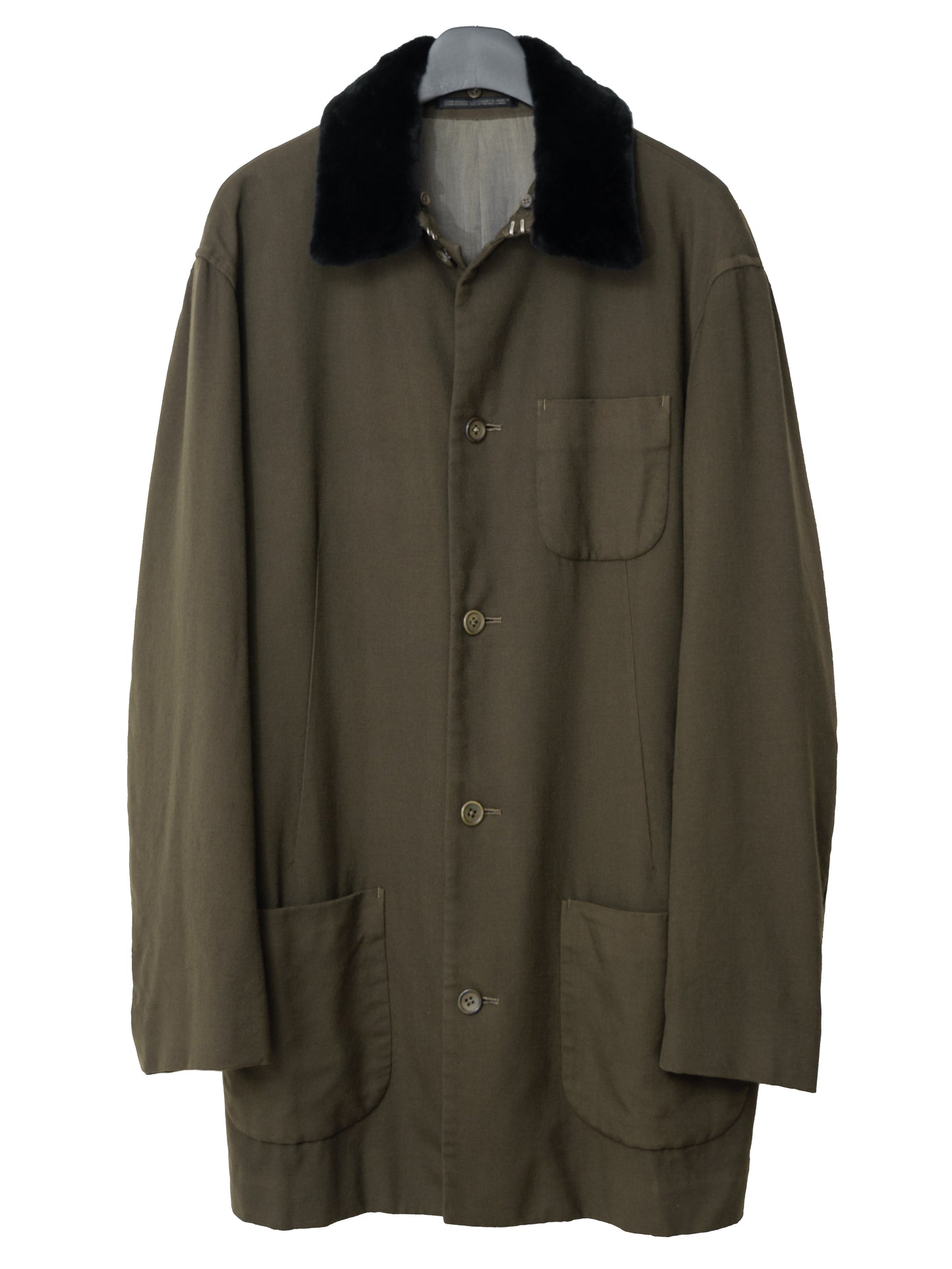 a/w 98 garment dyed mink collar half coat brown ∙ wool gabardine ∙ medium