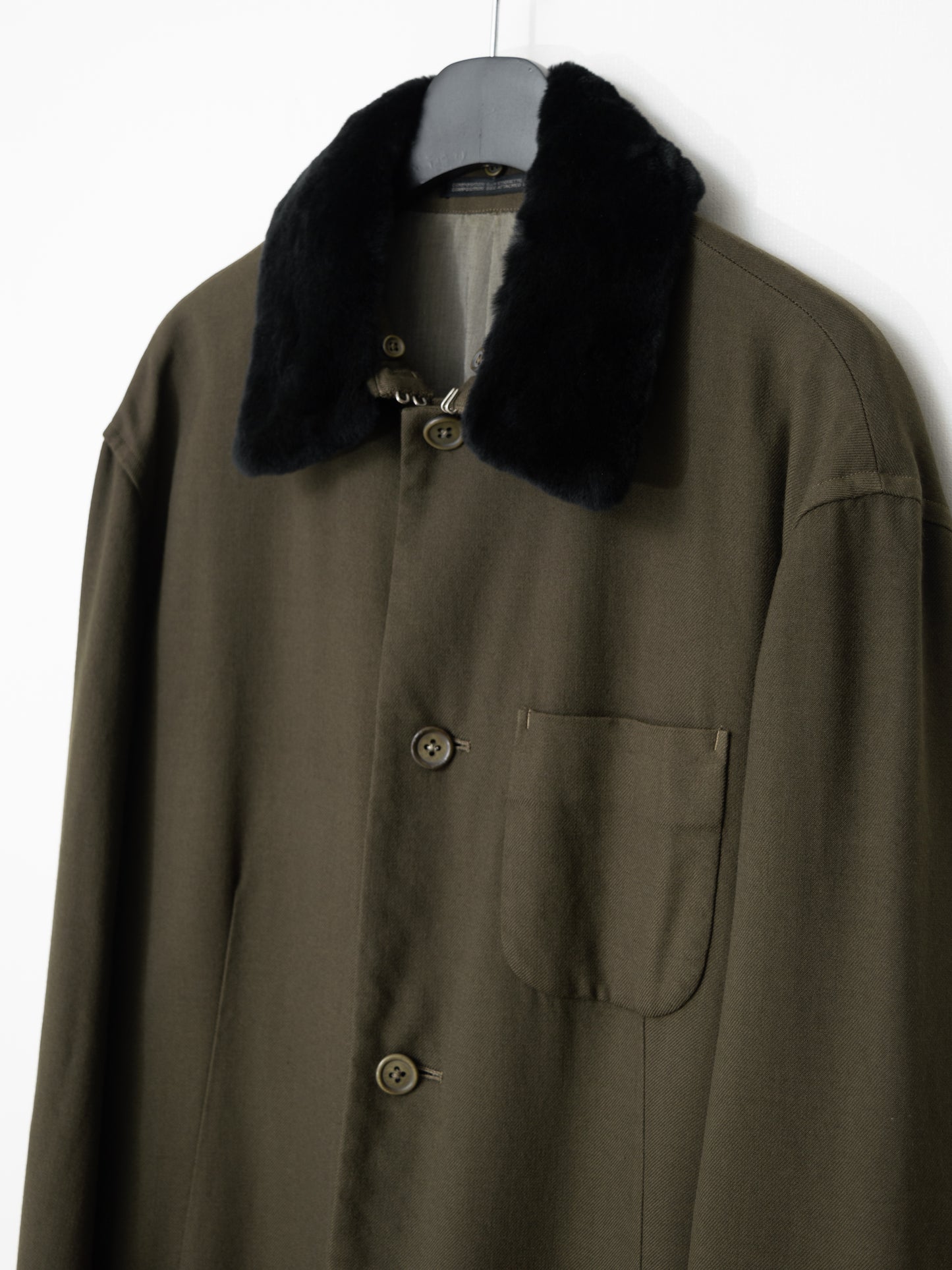 a/w 98 garment dyed mink collar half coat brown ∙ wool gabardine ∙ medium