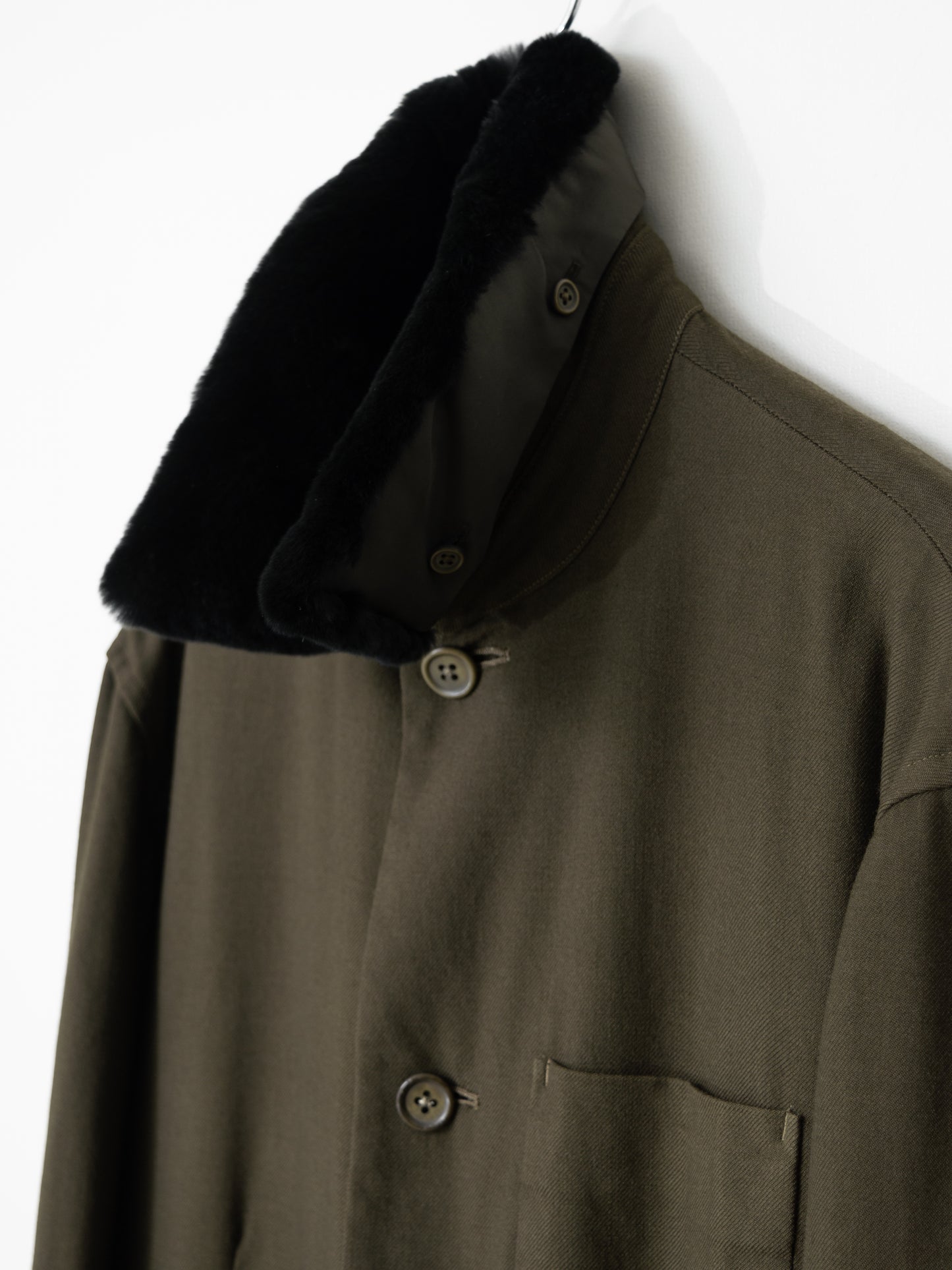 a/w 98 garment dyed mink collar half coat brown ∙ wool gabardine ∙ medium