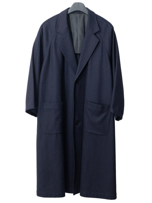raglan sleeve coat navy ∙ melton wool nylon ∙ one size