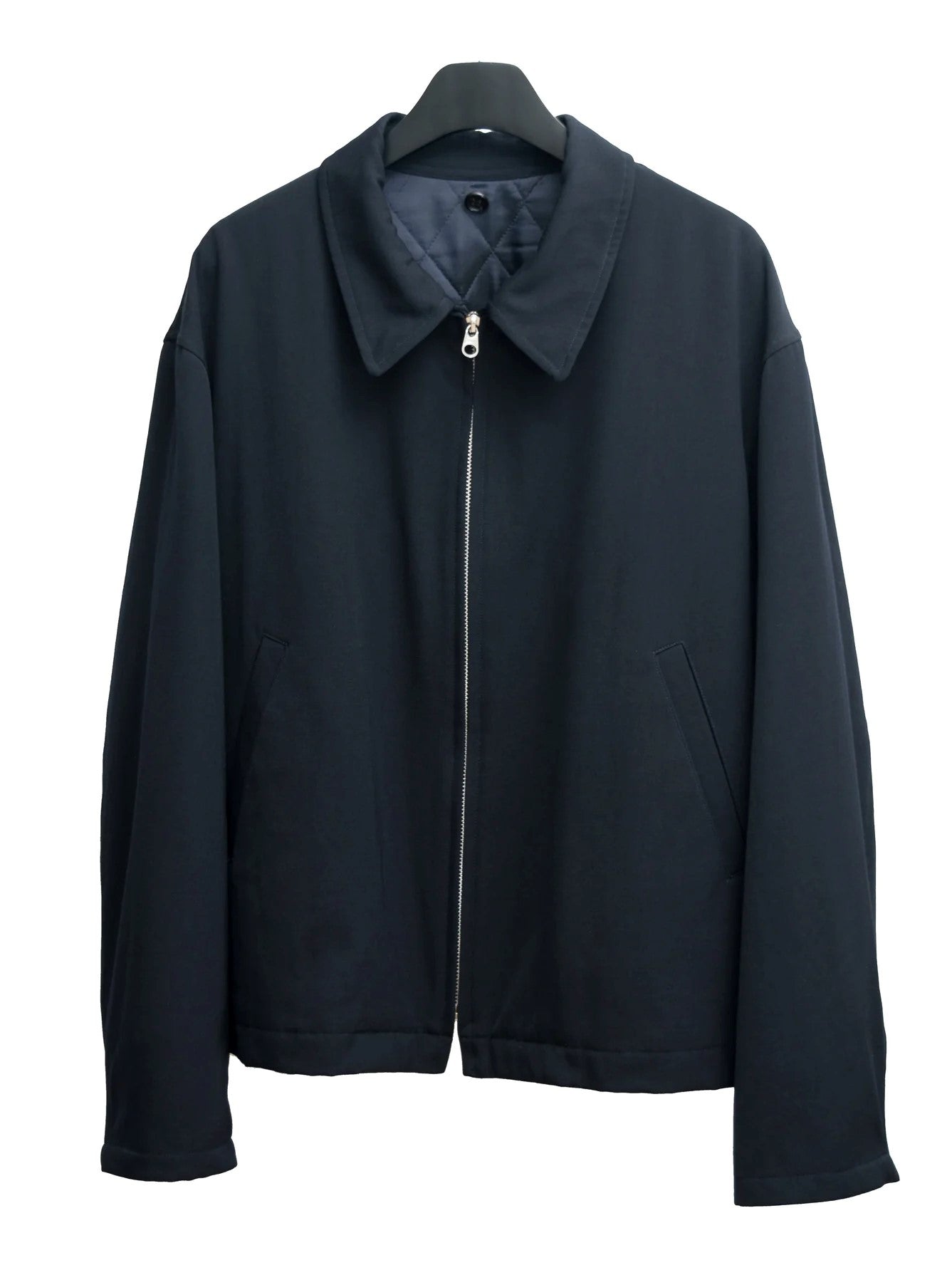 fur collar blouson navy ∙ wool ∙ one size