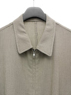 Zip Front Blouson Beige Houndstooth