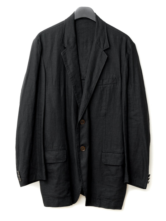 garment dyed tailored jacket black ∙ linen ∙ medium