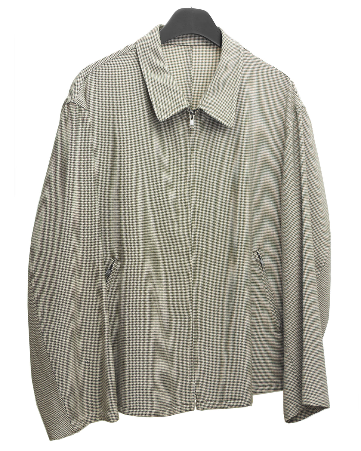 Zip Front Blouson Beige Houndstooth