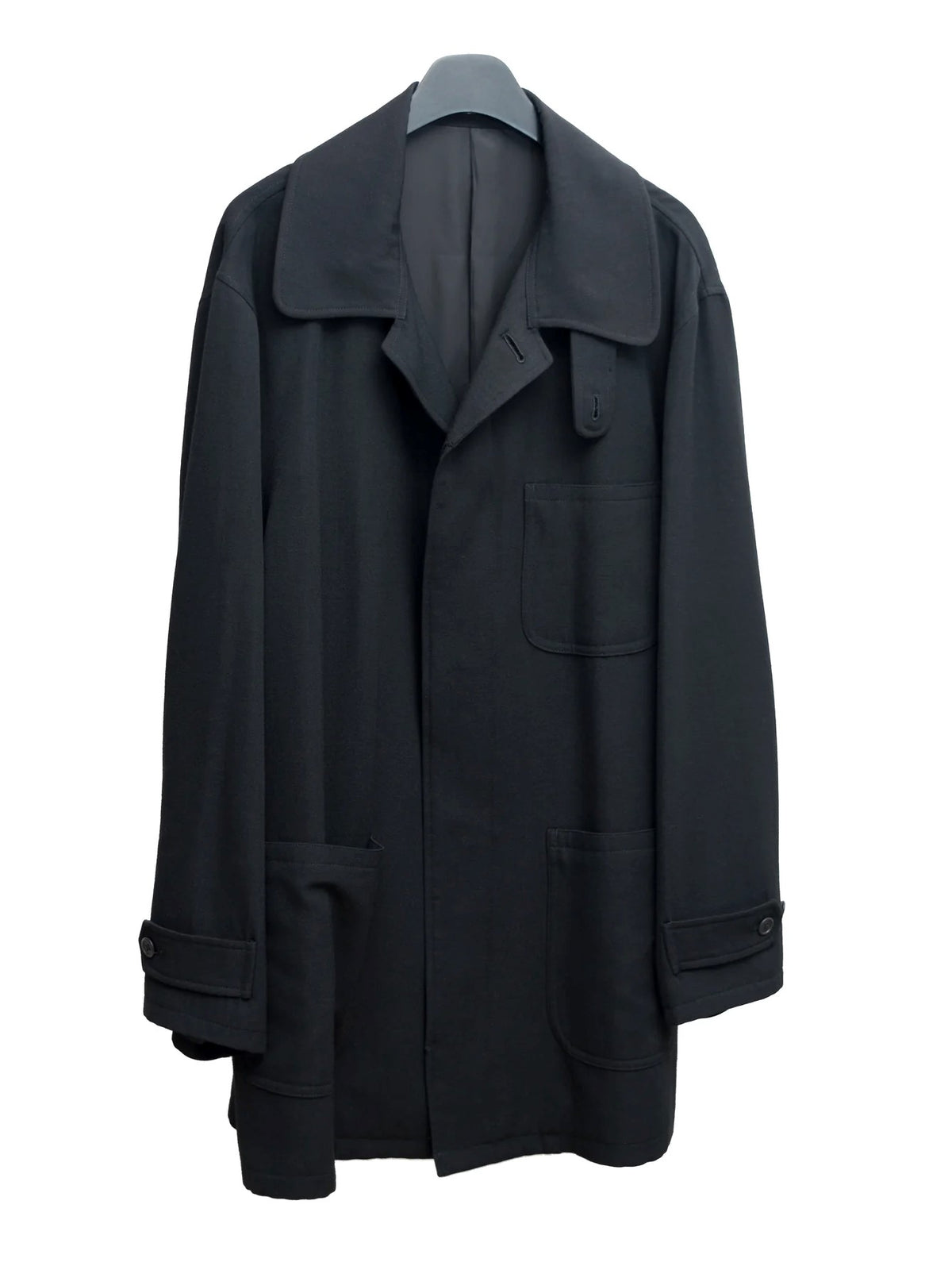 Convertible Collar Overcoat Black